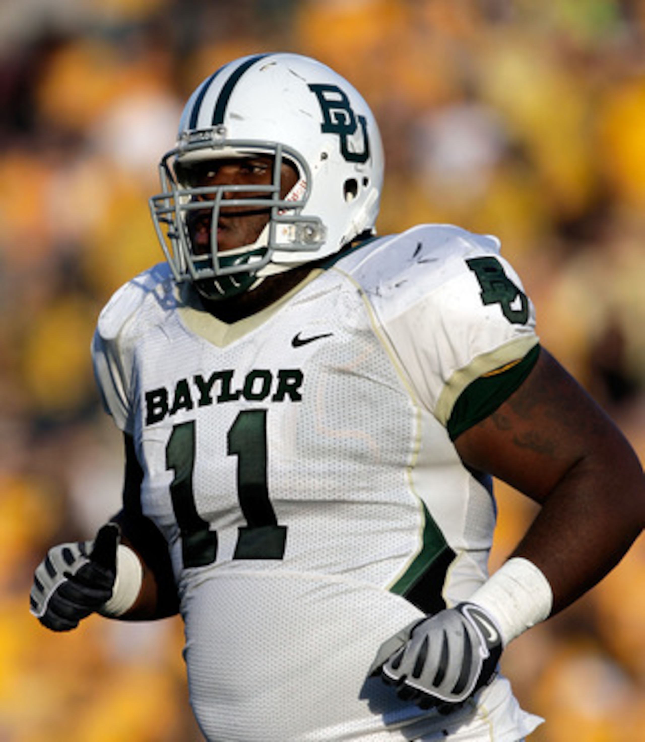 COLUMBIA, MO - NOVEMBER 07:  Defensive tackle Phil Taylor #11 of the Baylor Bears in action during the game against the Missouri Tigers at Faurot Field at Memorial Stadium on November 7, 2009 in Columbia, Missouri.  (Photo by Jamie Squire/Getty Images)