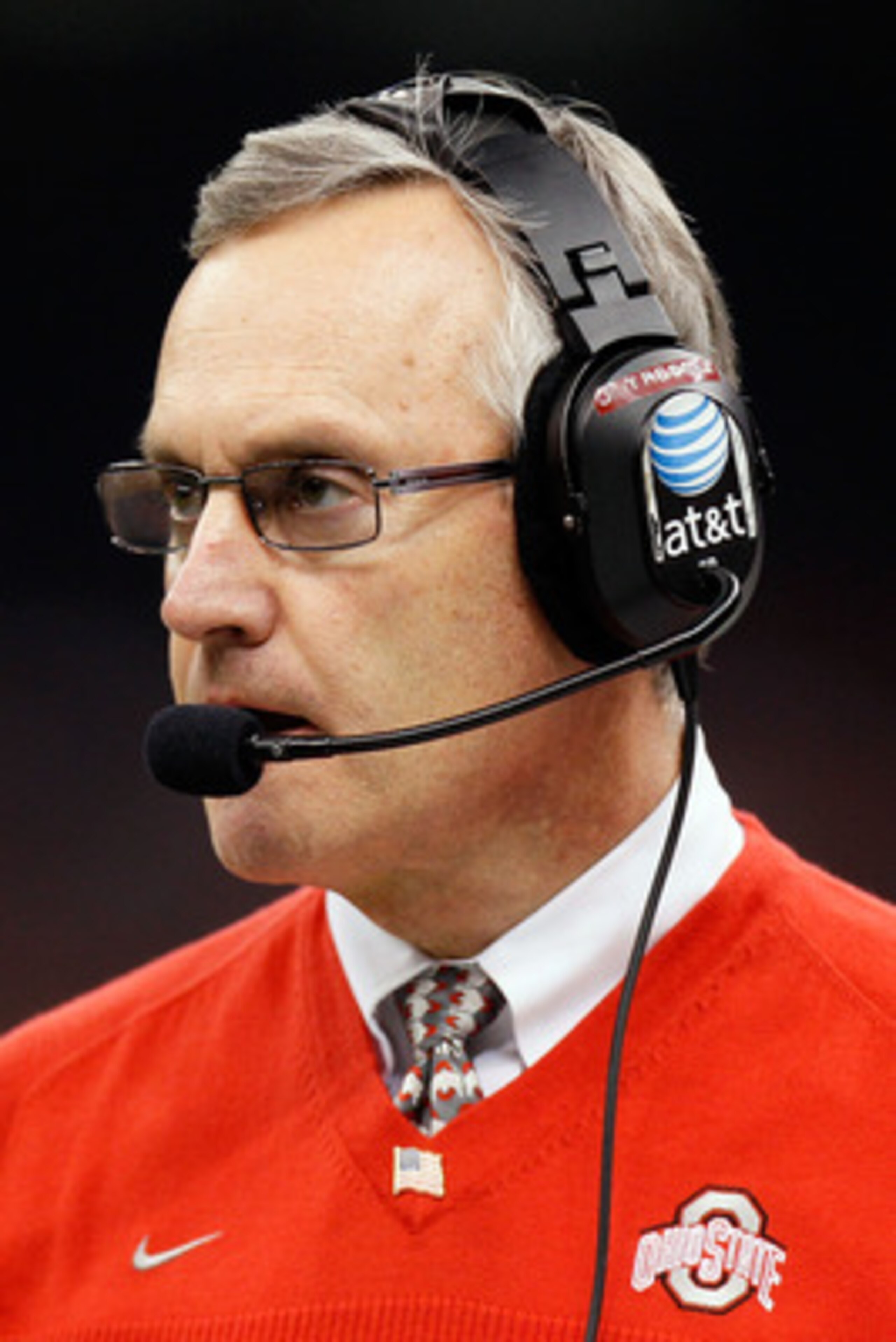 NEW ORLEANS, LA - JANUARY 04:  Head coach Jim Tressel of the Ohio State Buckeyes looks on in the second half against the Arkansas Razorbacks during the Allstate Sugar Bowl at the Louisiana Superdome on January 4, 2011 in New Orleans, Louisiana.  (Photo by