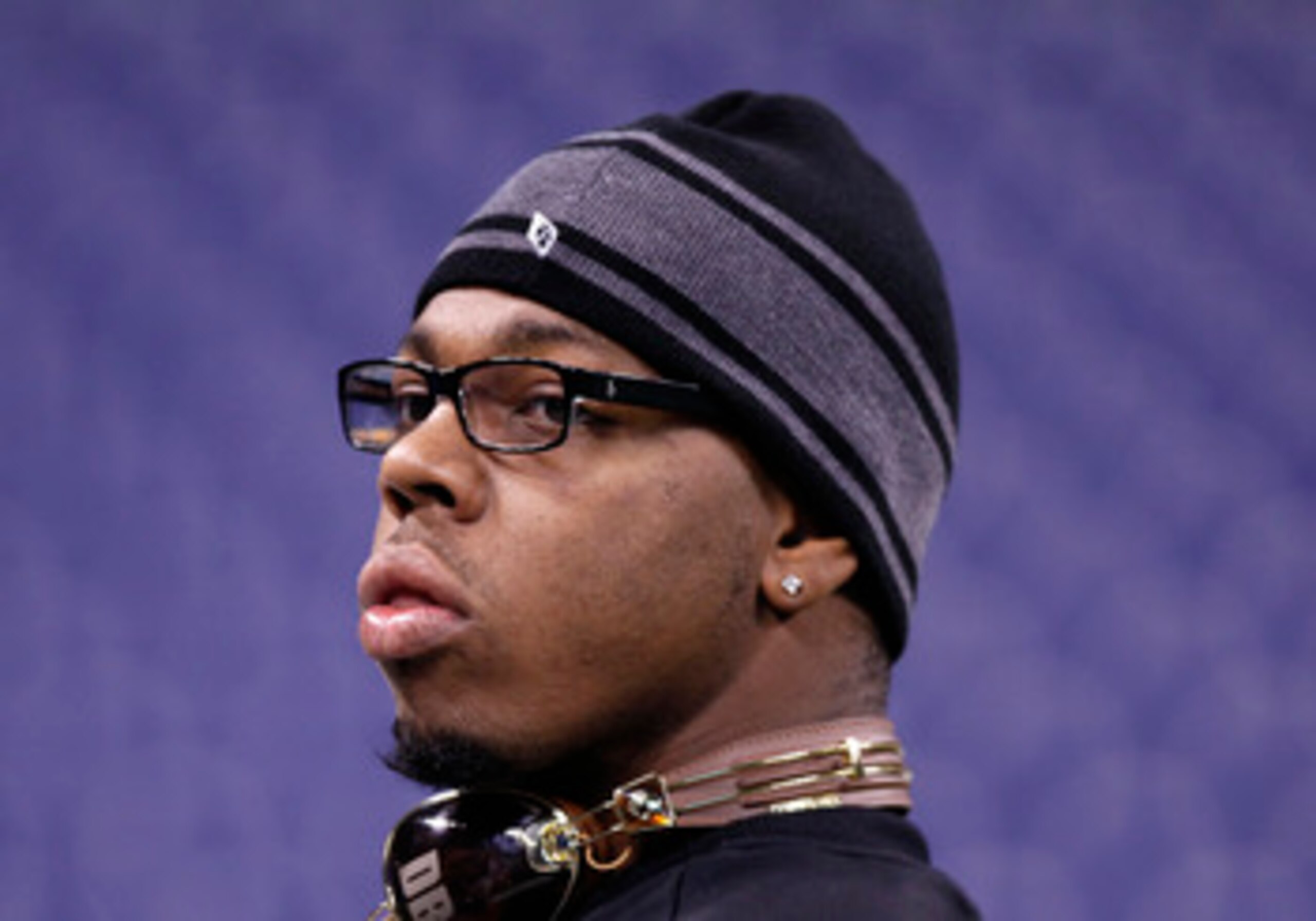 INDIANAPOLIS, IN - FEBRUARY 28: Defensive lineman Da'Quan Bowers of Clemson looks on during the 2011 NFL Scouting Combine at Lucas Oil Stadium on February 28, 2011 in Indianapolis, Indiana. (Photo by Joe Robbins/Getty Images)