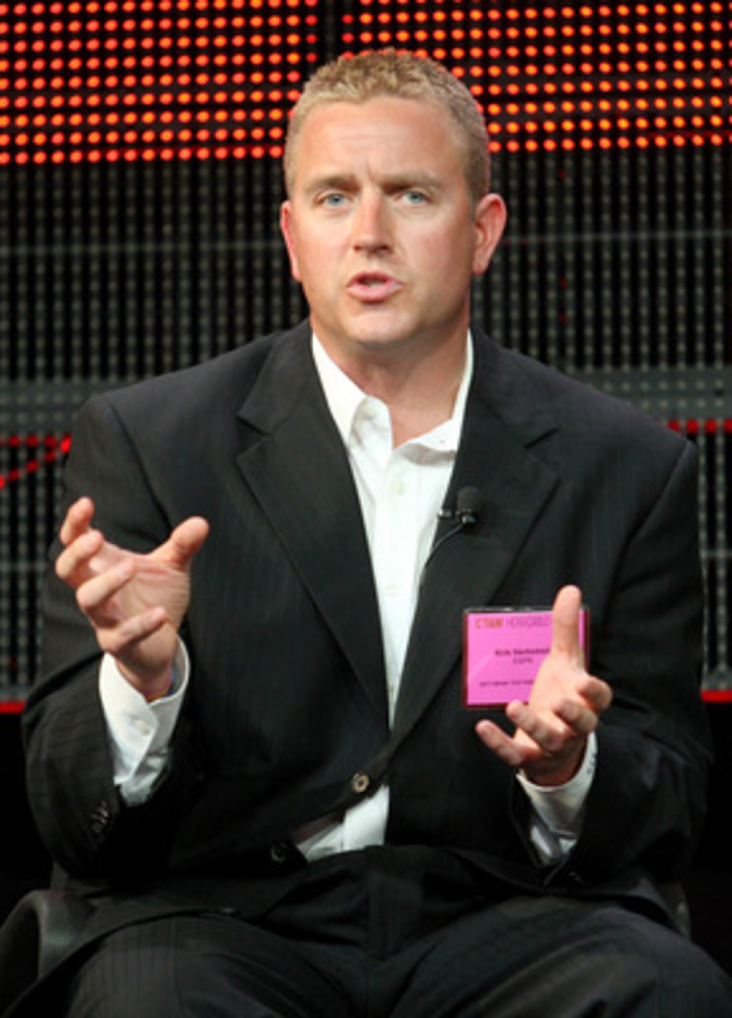 PASADENA, CA - JANUARY 05:  Broadcaster Kirk Herbstreit speaks onstage during the 'BCS Title Game' panel at the ESPN portion of the 2011 Winter TCA press tour held at the Langham Hotel on January 5, 2011 in Pasadena, California.  (Photo by Frederick M. Br