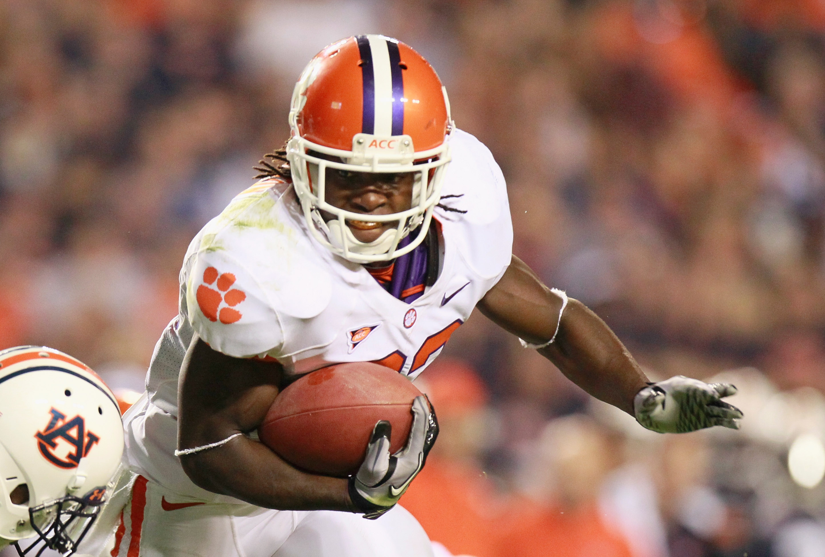AUBURN, AL - SEPTEMBER 18: Andre Ellington #23 of the Clemson Tigers against the Auburn Tigers at Jordan-Hare Stadium on September 18, 2010 in Auburn, Alabama. (Photo by Kevin C. Cox/Getty Images) AUBURN, AL - SEPTEMBER 18: Andre Ellington #23 of the Clemson Tigers against the Auburn Tigers at Jordan-Hare Stadium on September 18, 2010 in Auburn, Alabama. (Photo by Kevin C. Cox/Getty Images)