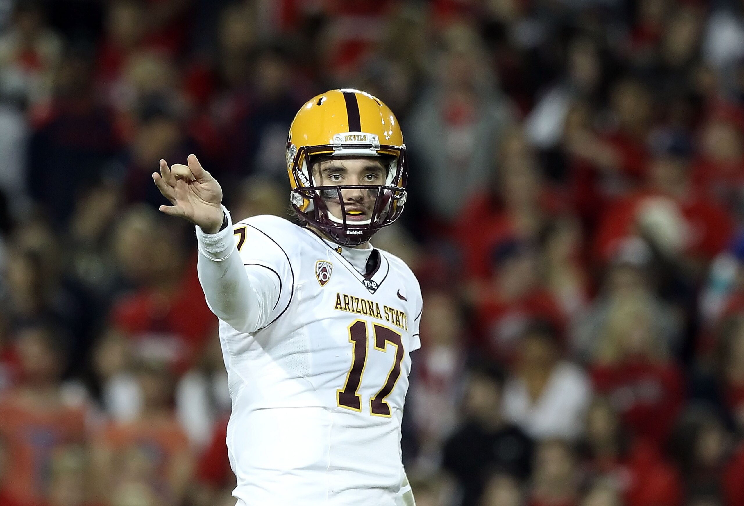 TUCSON, AZ - DECEMBER 02:  Quarterback Brock Osweiler #17 of the Arizona State Sun Devils during the college football game at Arizona Stadium on December 2, 2010 in Tucson, Arizona. The Sun Devils defeated the Wildcats 30-29 in double overtime.  (Photo by