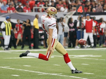 ATLANTA - OCTOBER 03:  Andy Lee #4 of the San Francisco 49ers against the Atlanta Falcons at Georgia Dome on October 3, 2010 in Atlanta, Georgia.  (Photo by Kevin C. Cox/Getty Images)