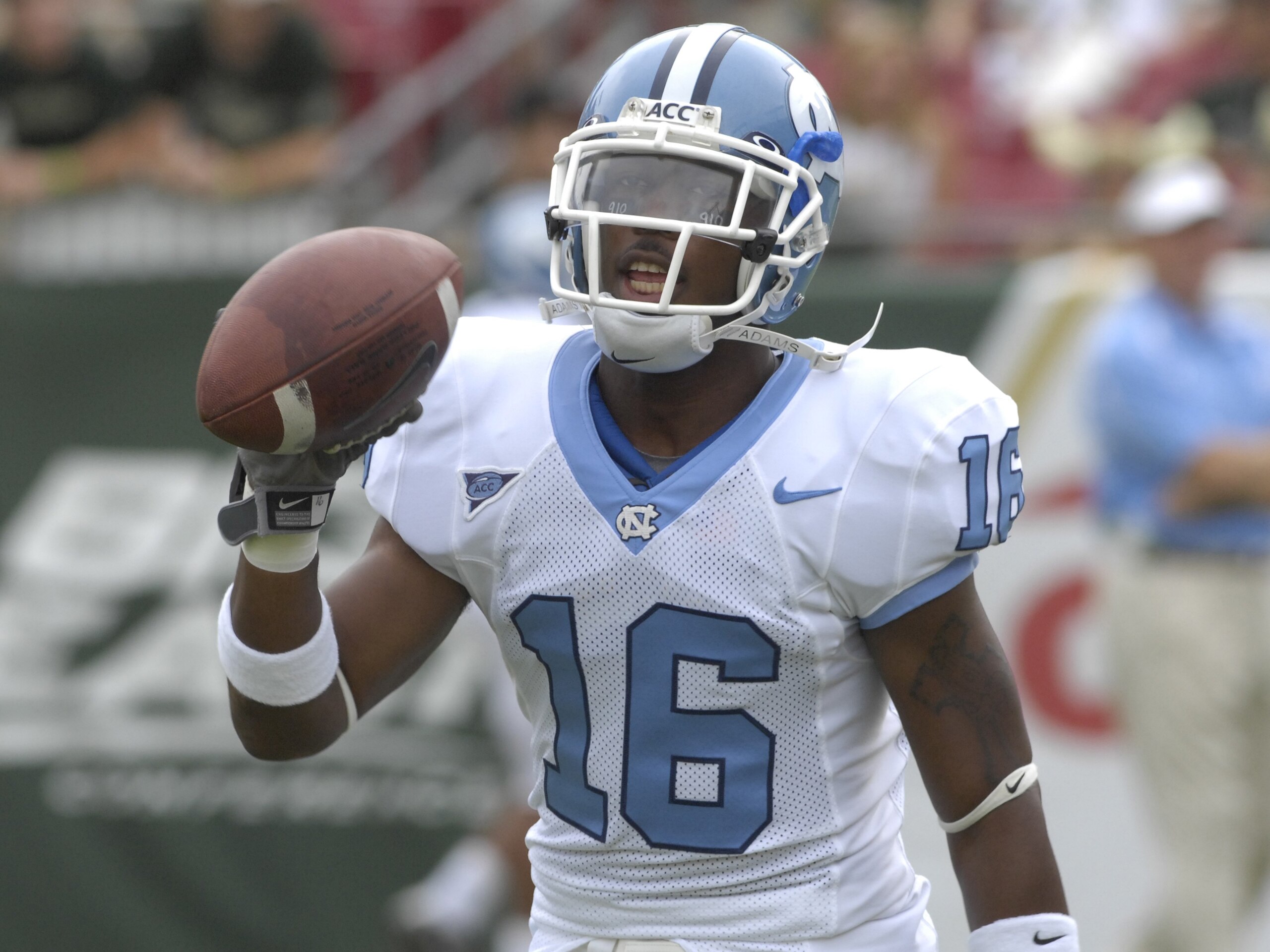 TAMPA, FL - SEPTEMBER 22: Cornerback Kendric Burney #16 of the North Carolina Tar Heels warms up before play against the University of South Florida Bulls at Raymond James Stadium on September 22, 2007 in Tampa, Florida. USF won 37-10. (Photo by Al Mes TAMPA, FL - SEPTEMBER 22: Cornerback Kendric Burney #16 of the North Carolina Tar Heels warms up before play against the University of South Florida Bulls at Raymond James Stadium on September 22, 2007 in Tampa, Florida. USF won 37-10. (Photo by Al Mes