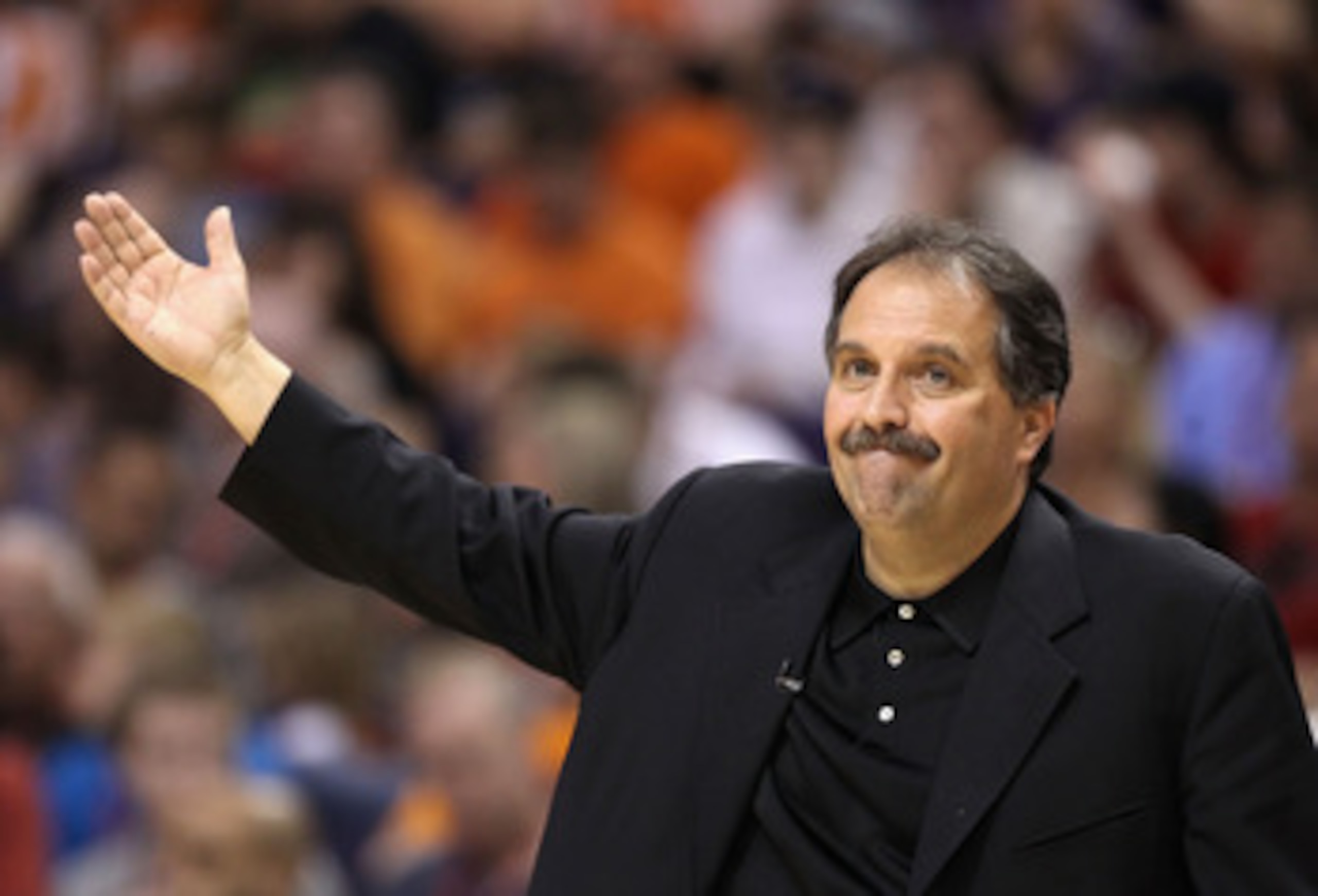PHOENIX, AZ - MARCH 13: Head coach Stan Van Gundy of the Orlando Magic reacts during the NBA game against the Phoenix Suns at US Airways Center on March 13, 2011 in Phoenix, Arizona. The Magic defeated the Suns 111-88. NOTE TO USER: User expressly ackn PHOENIX, AZ - MARCH 13: Head coach Stan Van Gundy of the Orlando Magic reacts during the NBA game against the Phoenix Suns at US Airways Center on March 13, 2011 in Phoenix, Arizona. The Magic defeated the Suns 111-88. NOTE TO USER: User expressly ackn