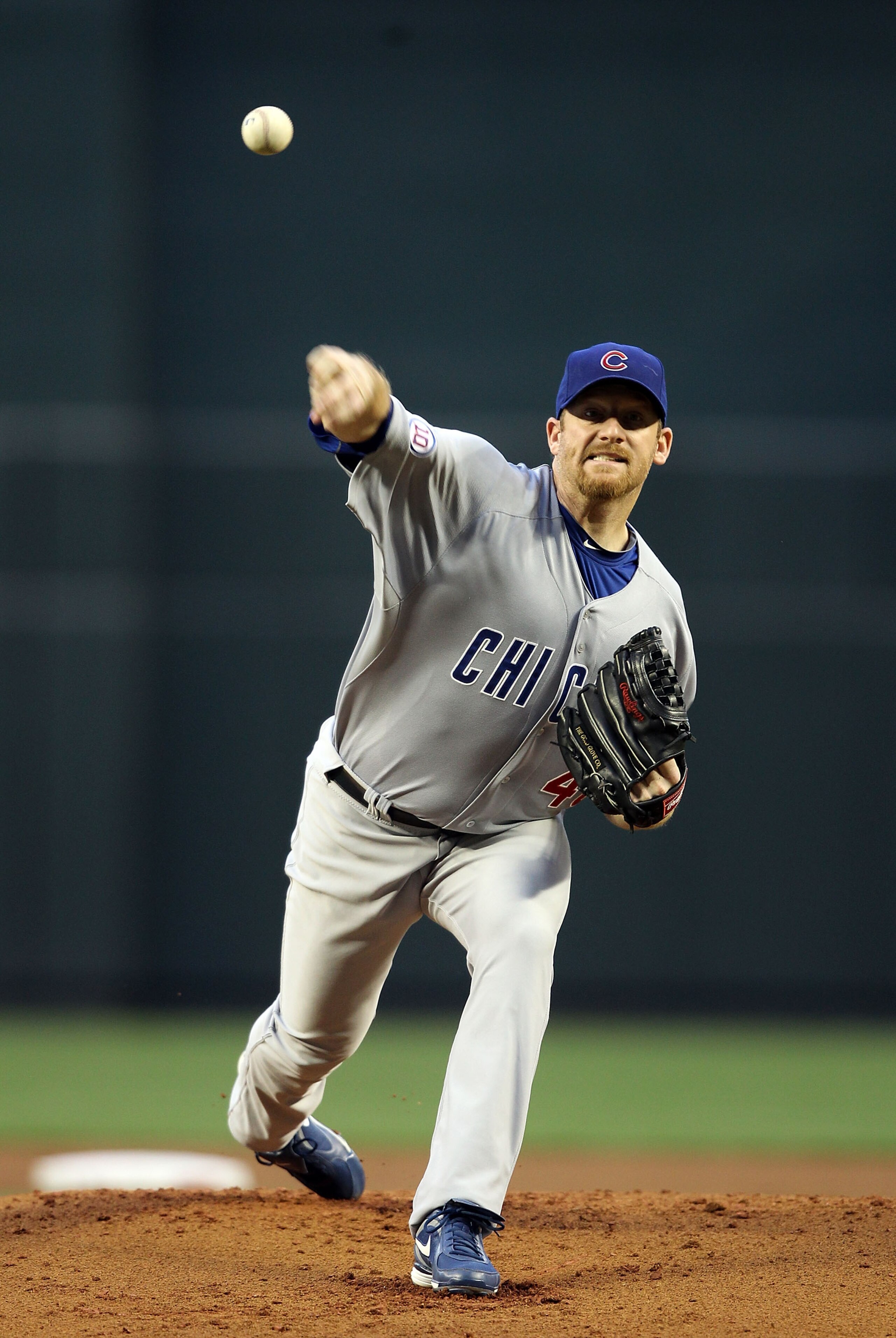PHOENIX, AZ - APRIL 28:  Starting pitcher Ryan Dempster #46 of the Chicago Cubs pitches against the Arizona Diamondbacks during the first inning of the Major League Baseball game at Chase Field on April 28, 2011 in Phoenix, Arizona.  (Photo by Christian P