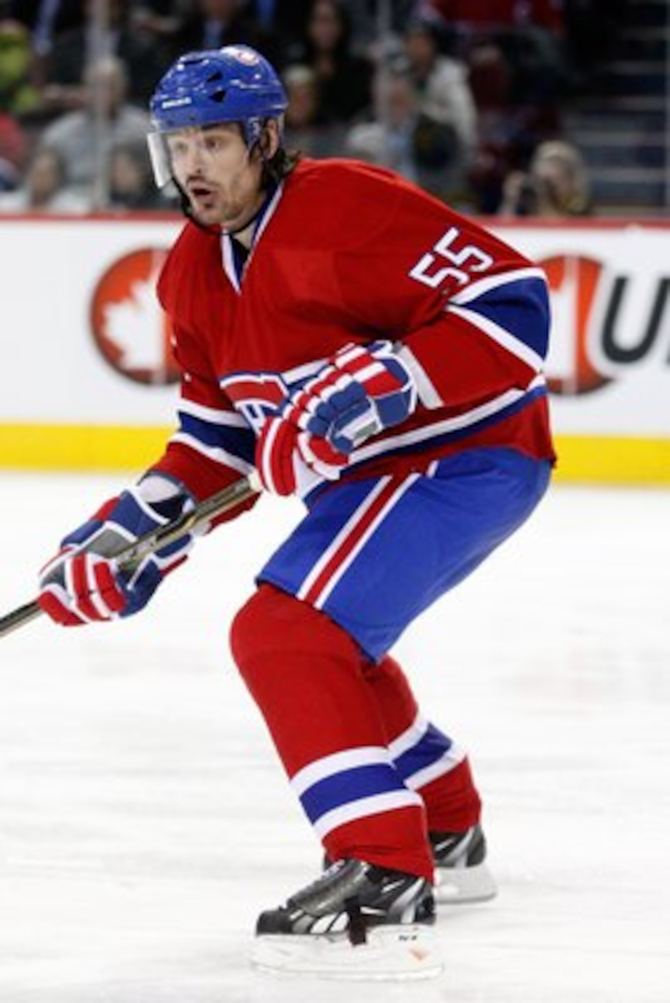 MONTREAL, CANADA - MARCH 8:  Brent Sopel #55 of the Montreal Canadiens skates during the NHL game against the Boston Bruinsat the Bell Centre on March 8, 2011 in Montreal, Quebec, Canada.  The Canadiens defeated the Bruins 4-1.  (Photo by Richard Wolowicz