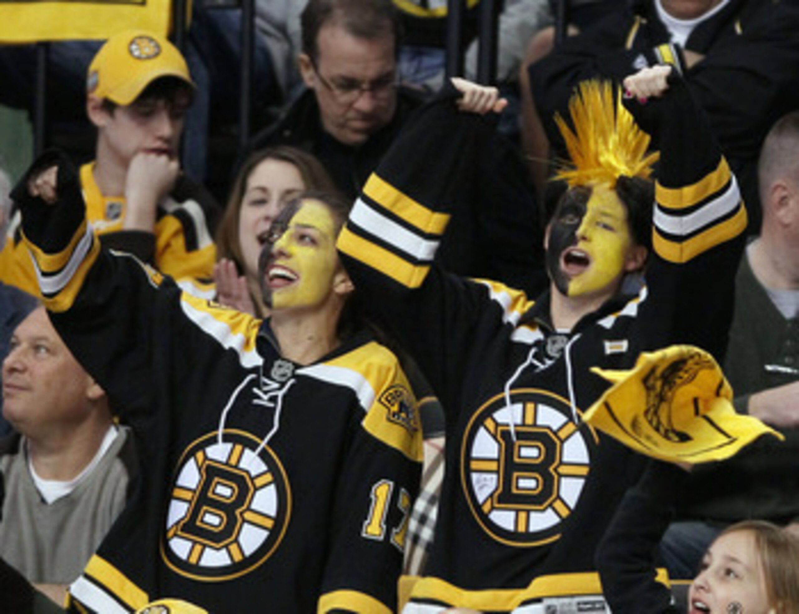 BOSTON, MA - APRIL 14: Boston Bruins fans cheer on their team in the third quarter against the Montreal Canadiens in Game One of the Eastern Conference Quarterfinals during the 2011 NHL Stanley Cup Playoffs at TD Garden on April 14, 2011 in Boston, Massa BOSTON, MA - APRIL 14: Boston Bruins fans cheer on their team in the third quarter against the Montreal Canadiens in Game One of the Eastern Conference Quarterfinals during the 2011 NHL Stanley Cup Playoffs at TD Garden on April 14, 2011 in Boston, Massa