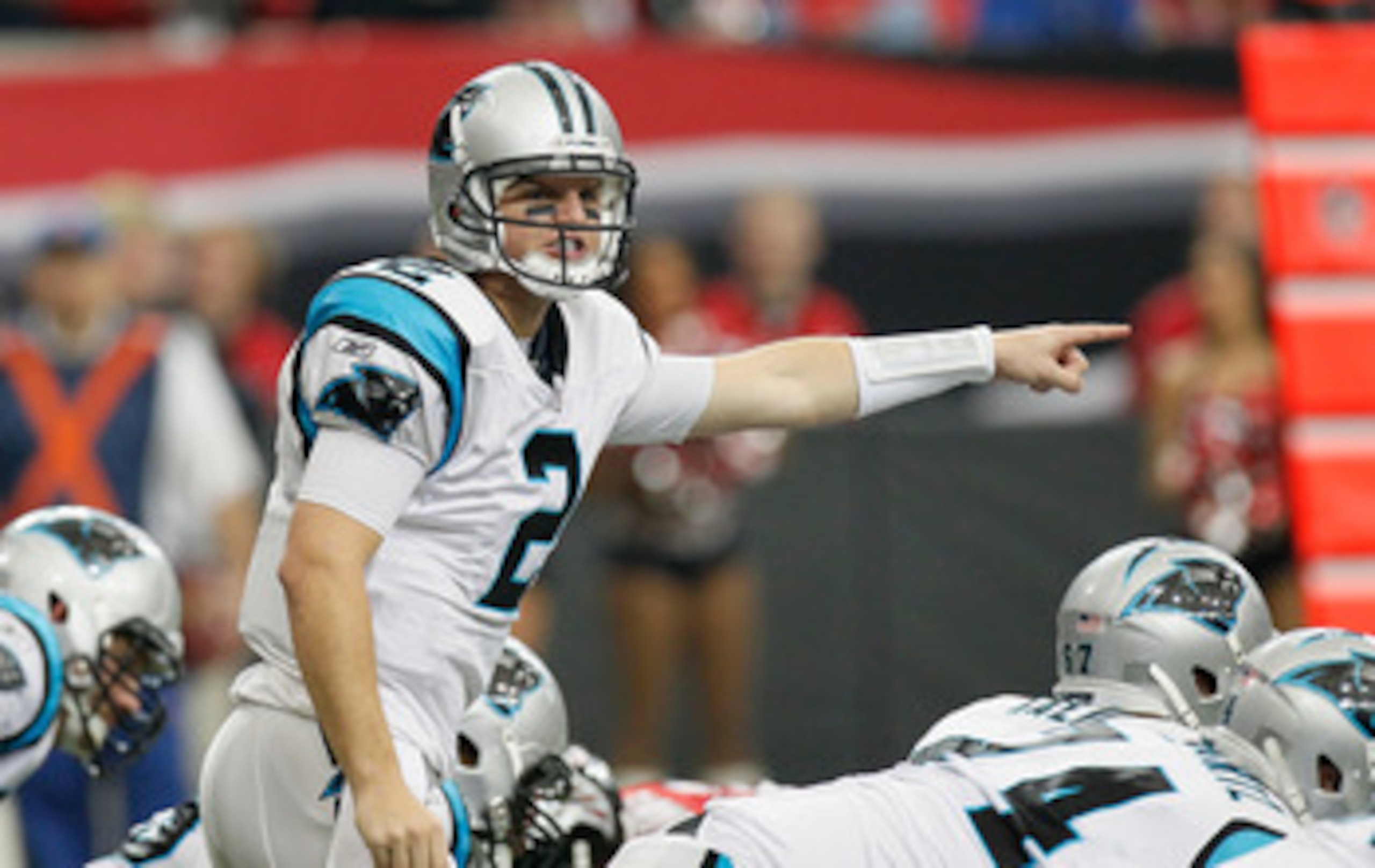 ATLANTA, GA - JANUARY 02:  Quarterback Jimmy Clausen #2 of the Carolina Panthers against the Atlanta Falcons at Georgia Dome on January 2, 2011 in Atlanta, Georgia.  (Photo by Kevin C. Cox/Getty Images)