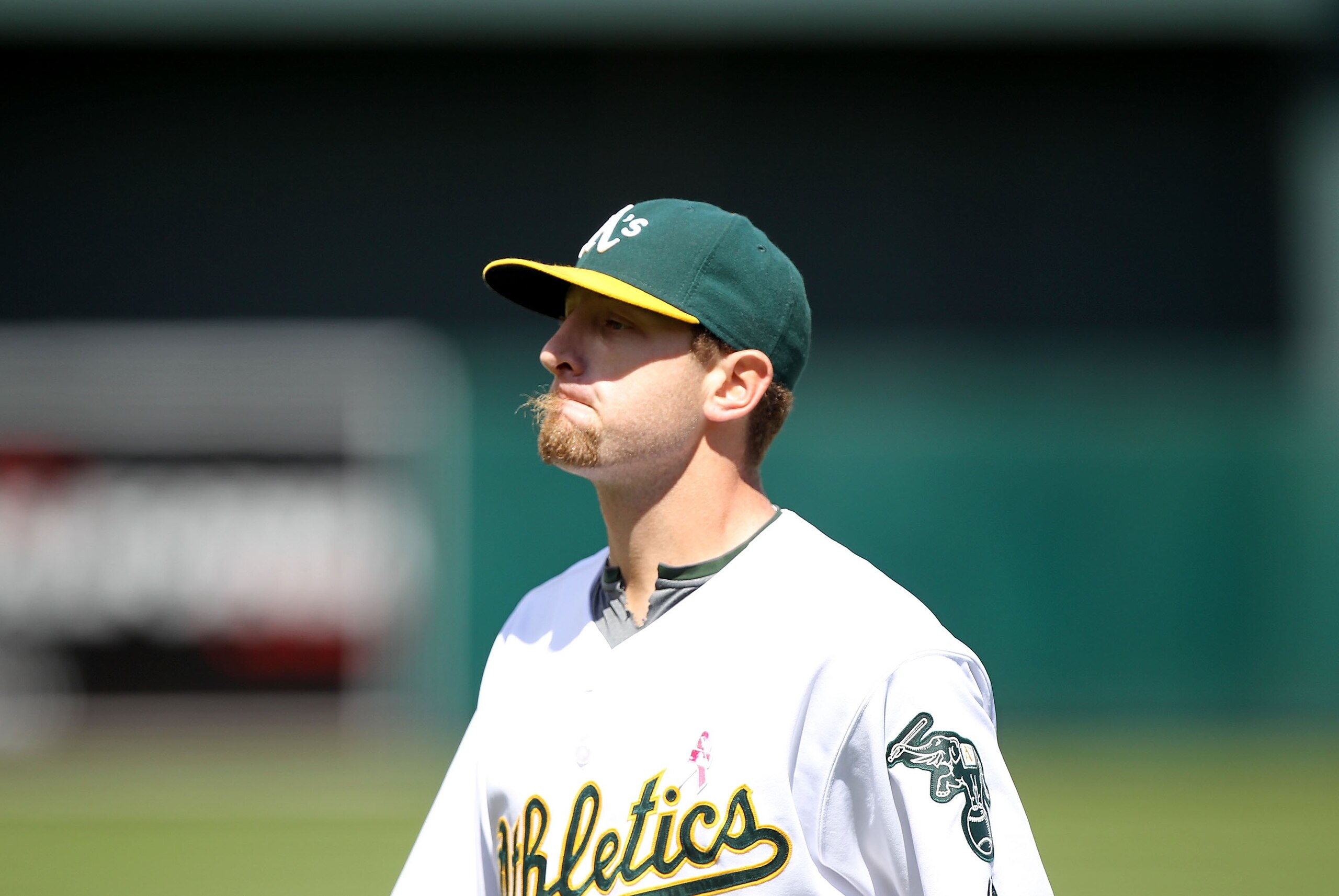 OAKLAND, CA - MAY 09:  Dallas Braden #51 of the Oakland Athletics walks off the mound at the end of an inning against the Tampa Bay Rays during an MLB game at the Oakland-Alameda County Coliseum on May 9, 2010 in Oakland, California.  (Photo by Jed Jacobs