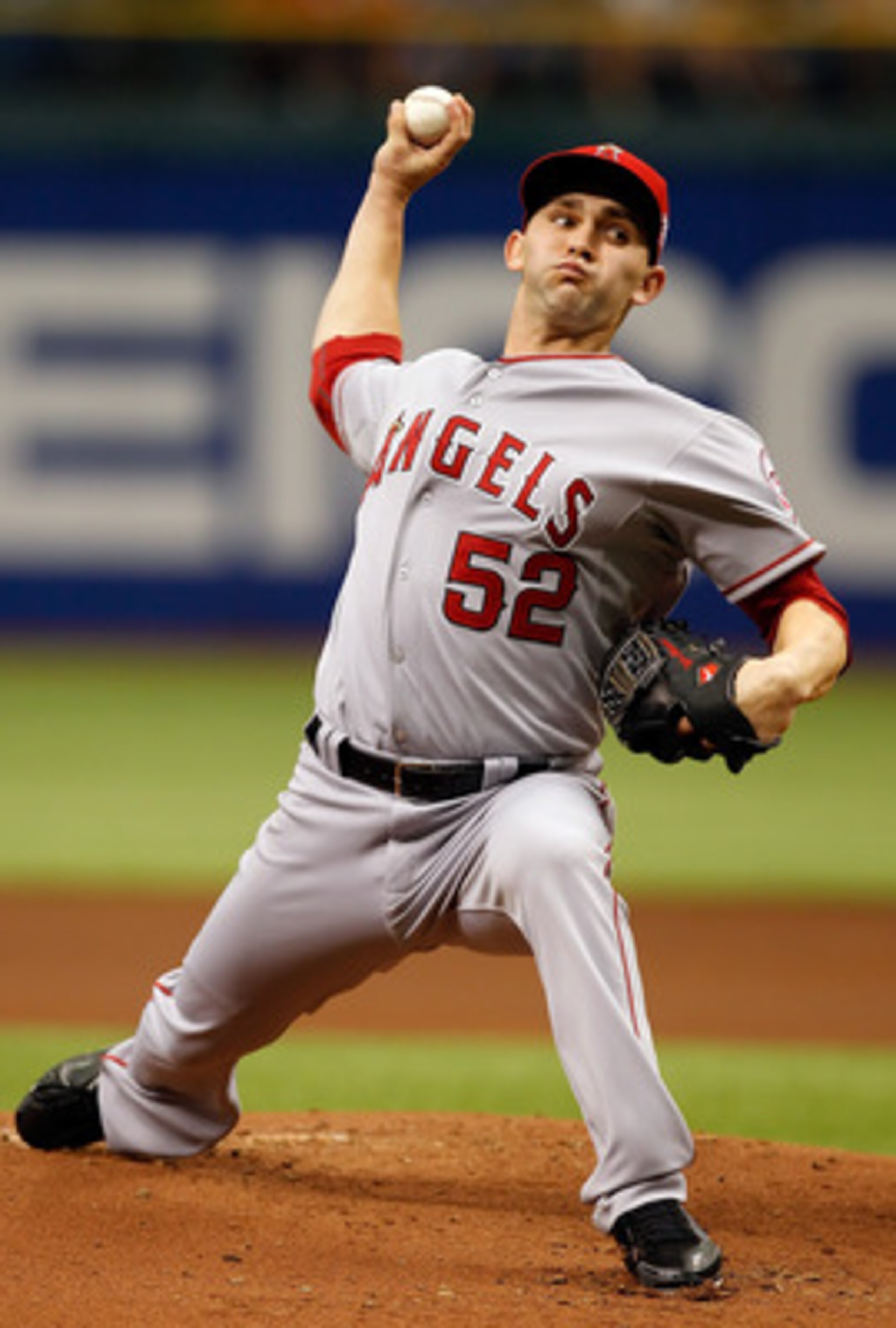 ST PETERSBURG, FL - MAY 01:  :  Pitcher Tyler Chatwood #52 of the Los Angeles Angels of Anaheim pitches against the Tampa Bay Rays during the game at Tropicana Field on May 1, 2011 in St. Petersburg, Florida.  (Photo by J. Meric/Getty Images)