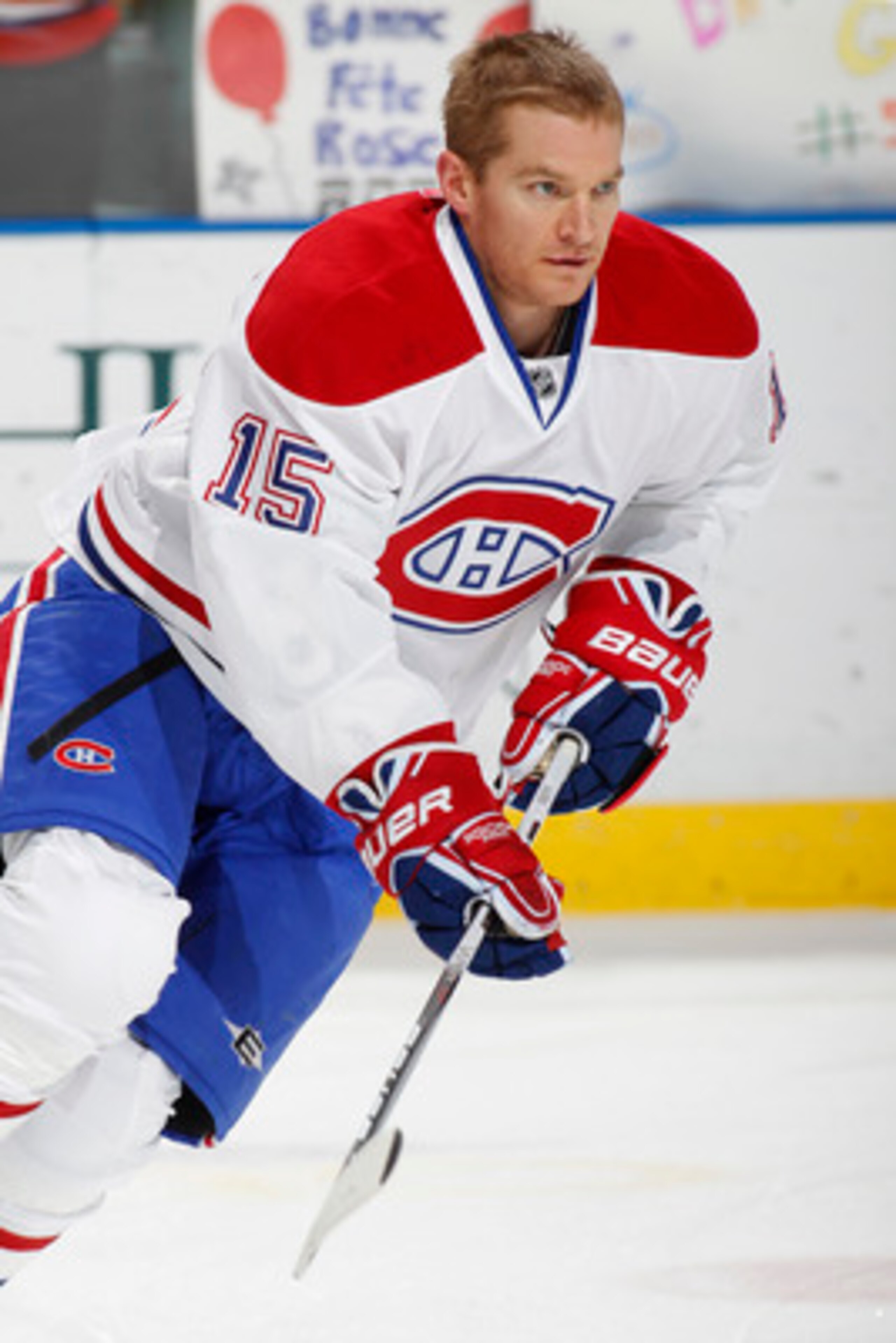 SUNRISE, FL - MARCH 3: Jeff Halpern #15 of the Montreal Canadiens skates prior to the NHL game against the Florida Panthers on March 3, 2011 at the BankAtlantic Center in Sunrise, Florida. The Canadiens defeated the Panthers 4-0. (Photo by Joel Auerbach/G
