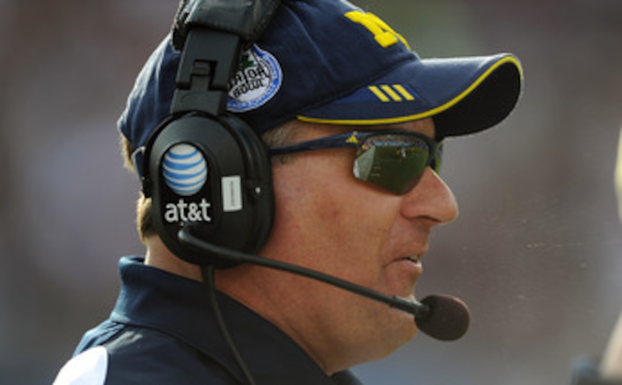 JACKSONVILLE, FL - JANUARY 01:  Head Coach Rich Rodriguez of the University of Michigan Wolverines during the Gator Bowl at EverBank Field on January 1, 2011 in Jacksonville, Florida  (Photo by Rick Dole/Getty Images)