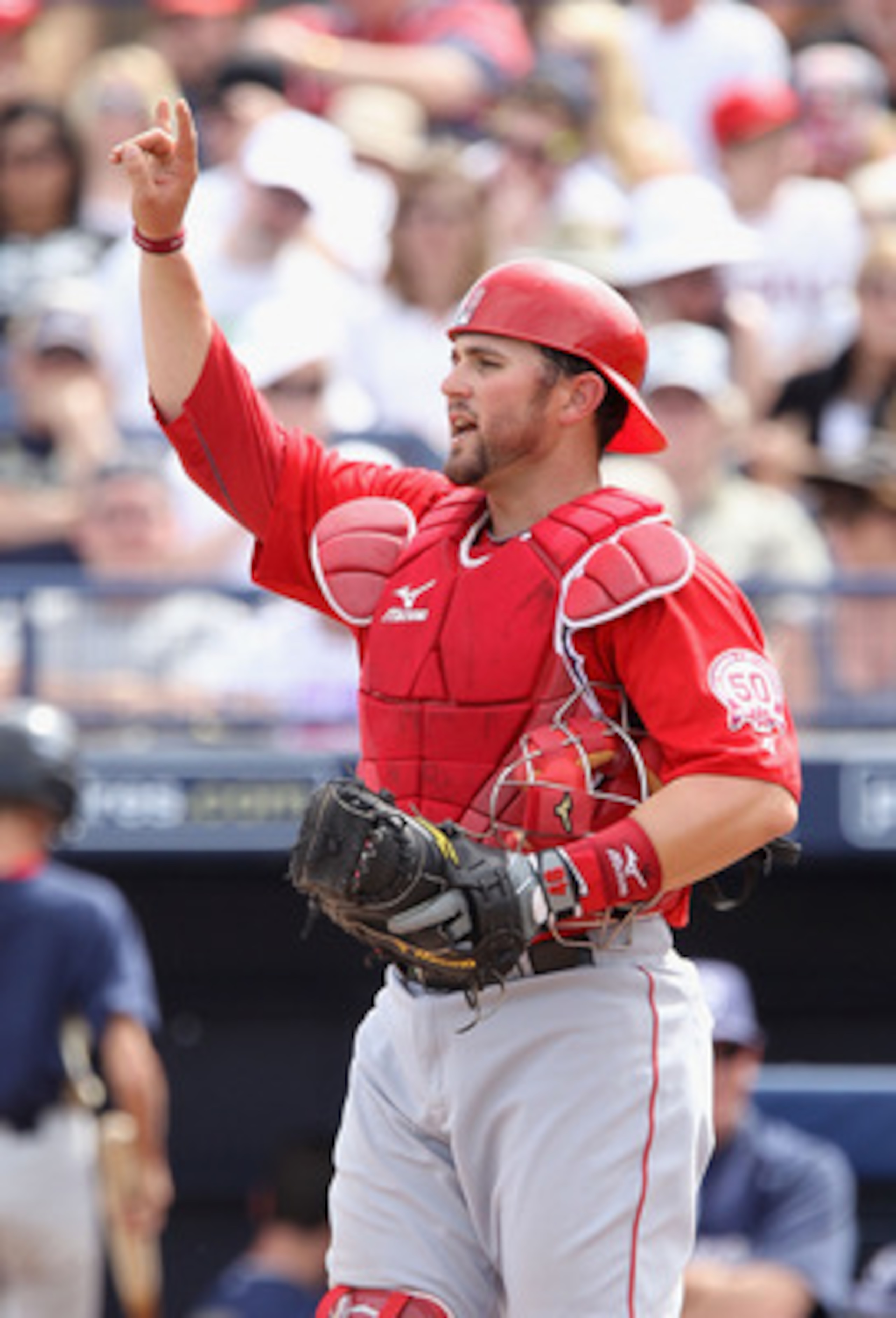 PEORIA, AZ - MARCH 15:  Catcher Bobby Wilson #26 of the Los Angeles Angels of Anaheim during the spring training game against the San Diego Padres at Peoria Stadium on March 15, 2011 in Peoria, Arizona.  (Photo by Christian Petersen/Getty Images)