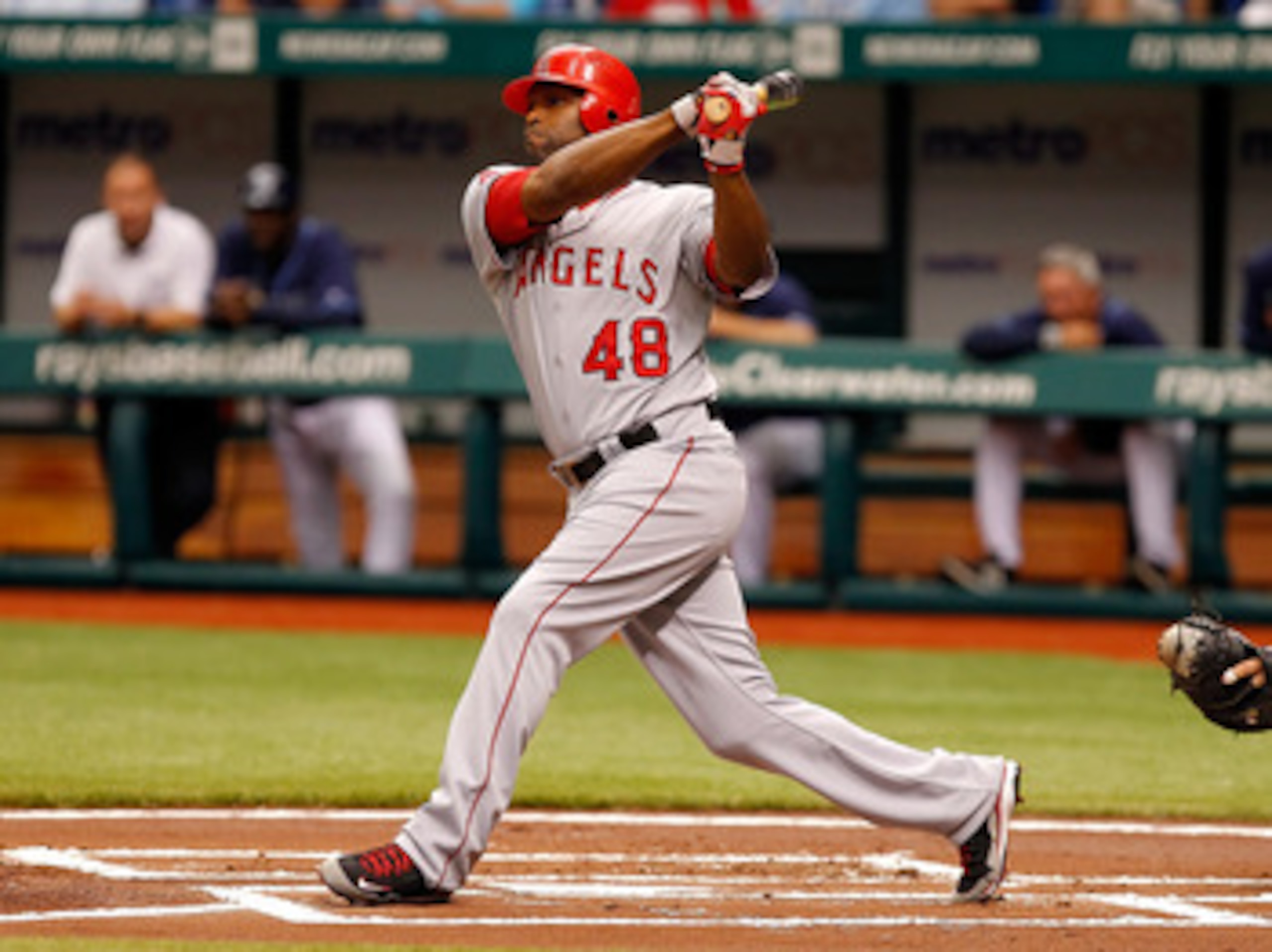 ST PETERSBURG, FL - APRIL 30:  Designated hitter Torii Hunter #48 of the Los Angeles Angels of Anaheim bats against the Tampa Bay Rays during the game at Tropicana Field on April 30, 2011 in St. Petersburg, Florida.  (Photo by J. Meric/Getty Images)