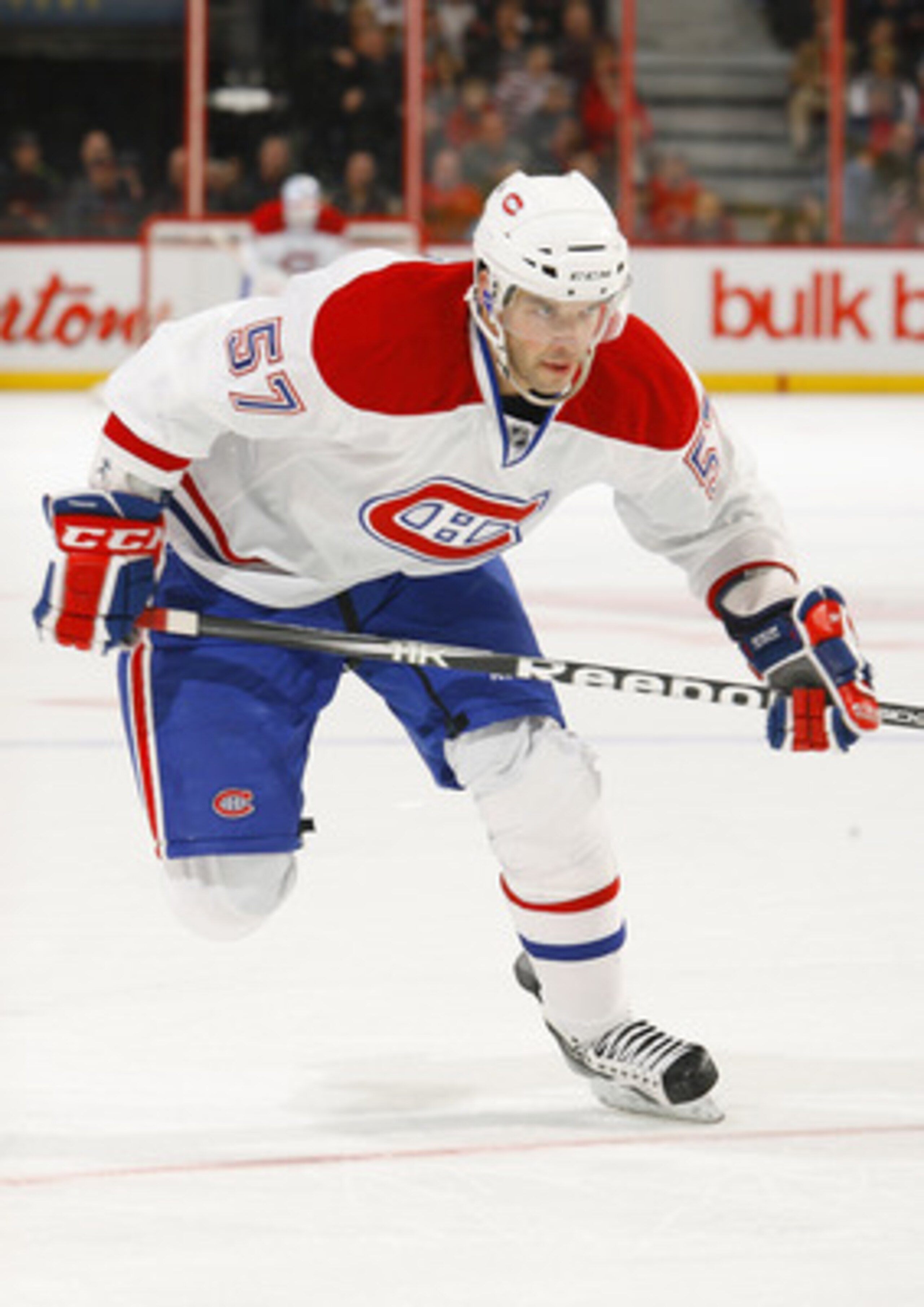 OTTAWA, CANADA - APRIL 07:  Benoit Pouliot #57 of the Montreal Canadiens skates up ice in a game against the Ottawa Senators at Scotiabank Place on April 7, 2011 in Ottawa, Canada.  (Photo by Phillip MacCallum/Getty Images)