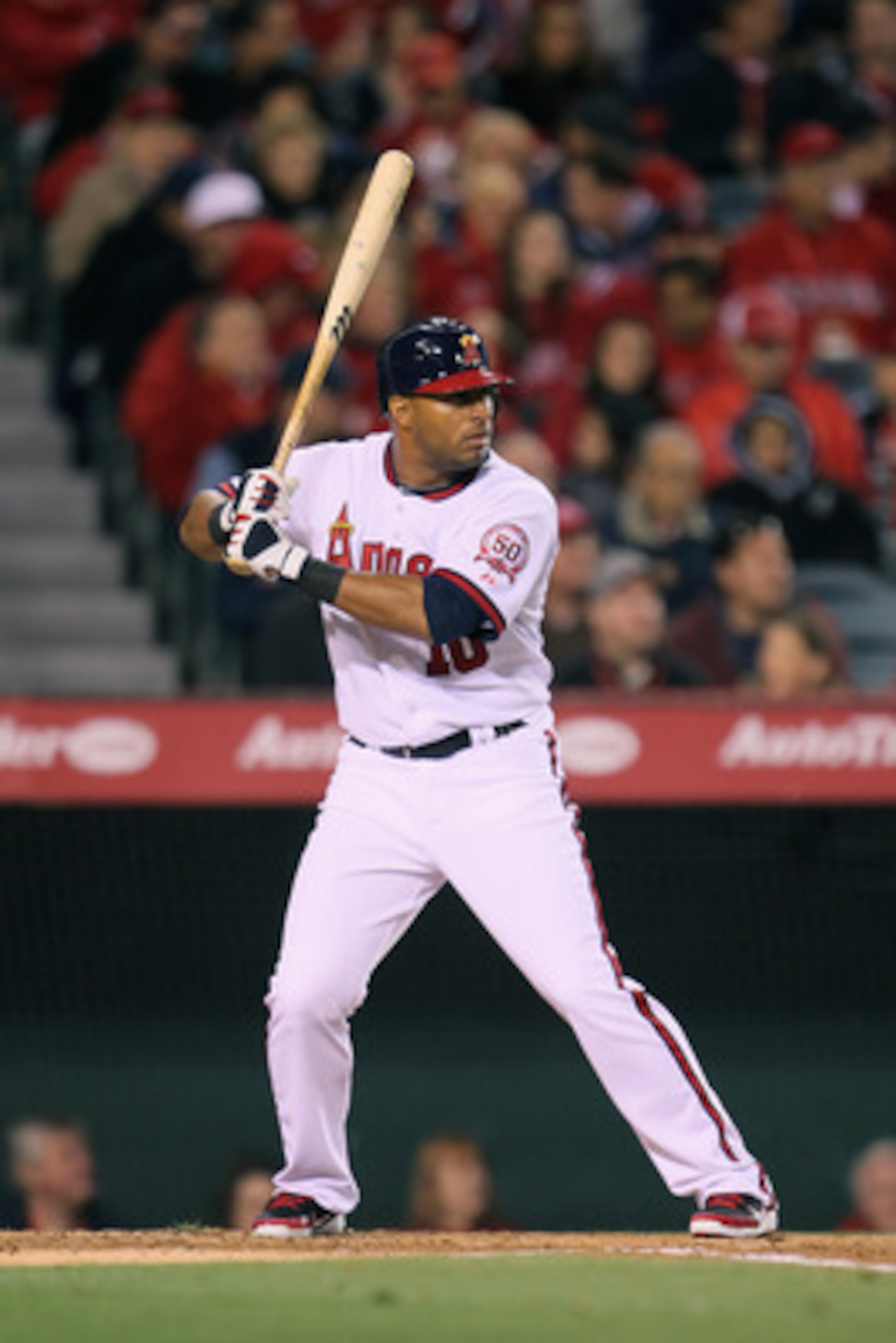 ANAHEIM, CA - APRIL 08:  Vernon Wells #10 of the Los Angeles Angels of Anaheim bats against the Toronto Blue Jays at Angel Stadium of Anaheim on April 8, 2011 in Anaheim, California.  (Photo by Jeff Gross/Getty Images)