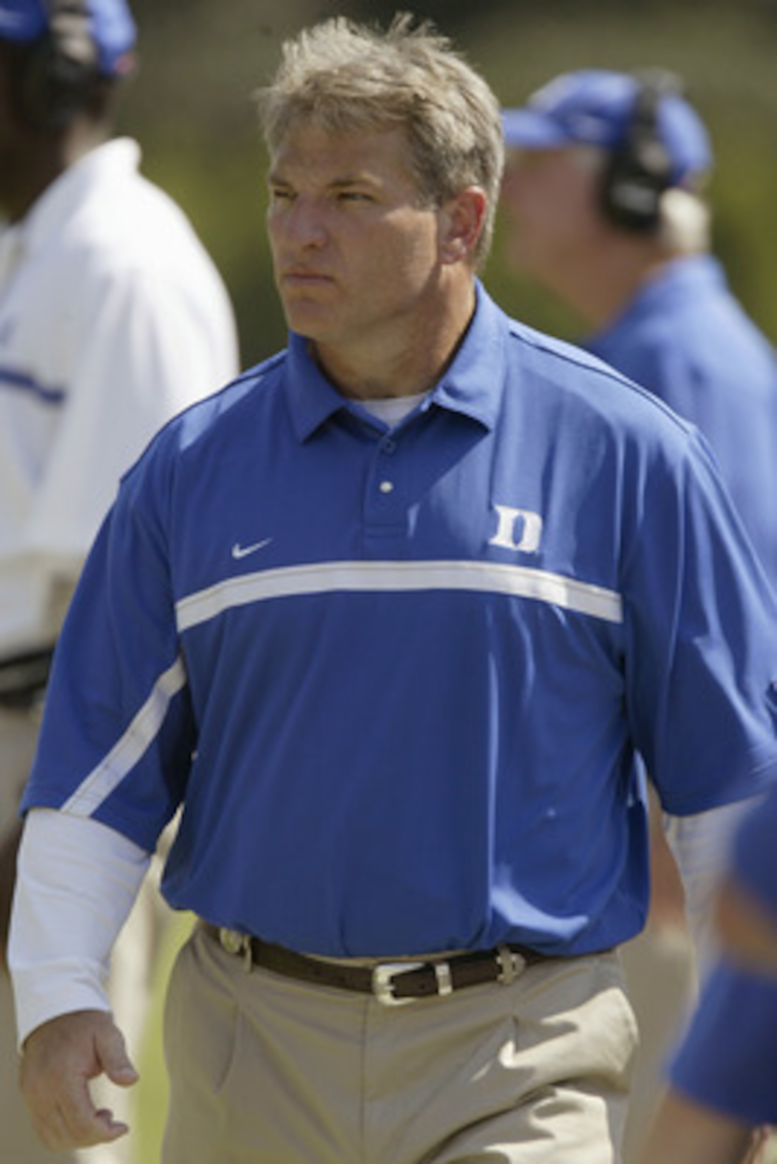 DURHAM, NC - SEPTEMBER 10:  Head caoch Ted Roof of the Duke Blue Devils looks on from the sidelines during the game against the Virginia Tech Hokies at Wallace Wade Stadium on September 10, 2005 in Durham, North Carolina. The Hokies won 45-0. (Photo by Cr