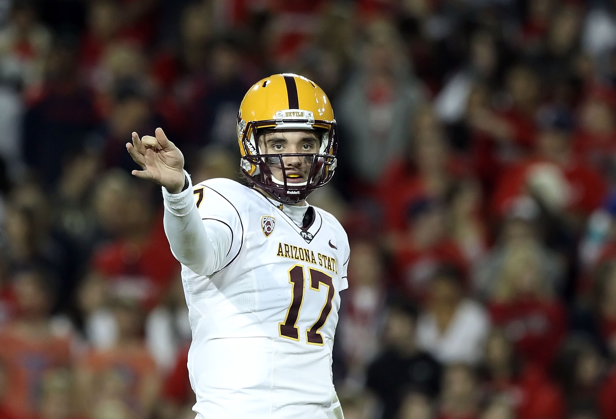 TUCSON, AZ - DECEMBER 02:  Quarterback Brock Osweiler #17 of the Arizona State Sun Devils during the college football game at Arizona Stadium on December 2, 2010 in Tucson, Arizona. The Sun Devils defeated the Wildcats 30-29 in double overtime.  (Photo by