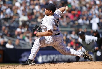 NEW YORK, NY - APRIL 03:  Bartolo Colon #40 of the New York Yankees against the Detroit Tigers at Yankee Stadium on April 3, 2011 in the Bronx borough of New York City.  (Photo by Nick Laham/Getty Images)