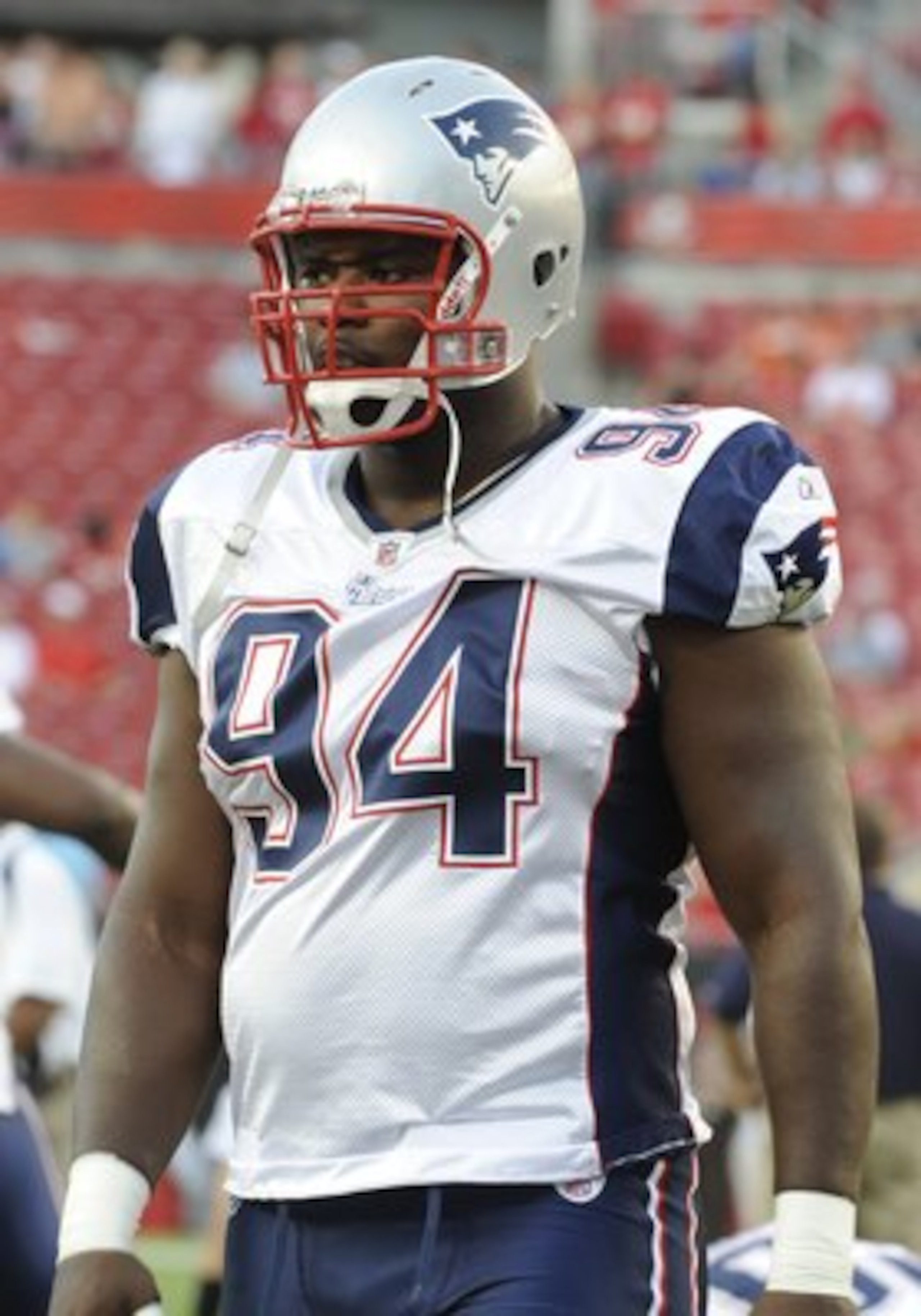 TAMPA, FL - AUGUST 17: Defensive lineman Ty Warren #94 of the New England Patriots watches play against the Tampa Bay Buccaneers at Raymond James Stadium on August 17, 2008 in Tampa, Florida. (Photo by Al Messerschmidt/Getty Images) TAMPA, FL - AUGUST 17: Defensive lineman Ty Warren #94 of the New England Patriots watches play against the Tampa Bay Buccaneers at Raymond James Stadium on August 17, 2008 in Tampa, Florida. (Photo by Al Messerschmidt/Getty Images)