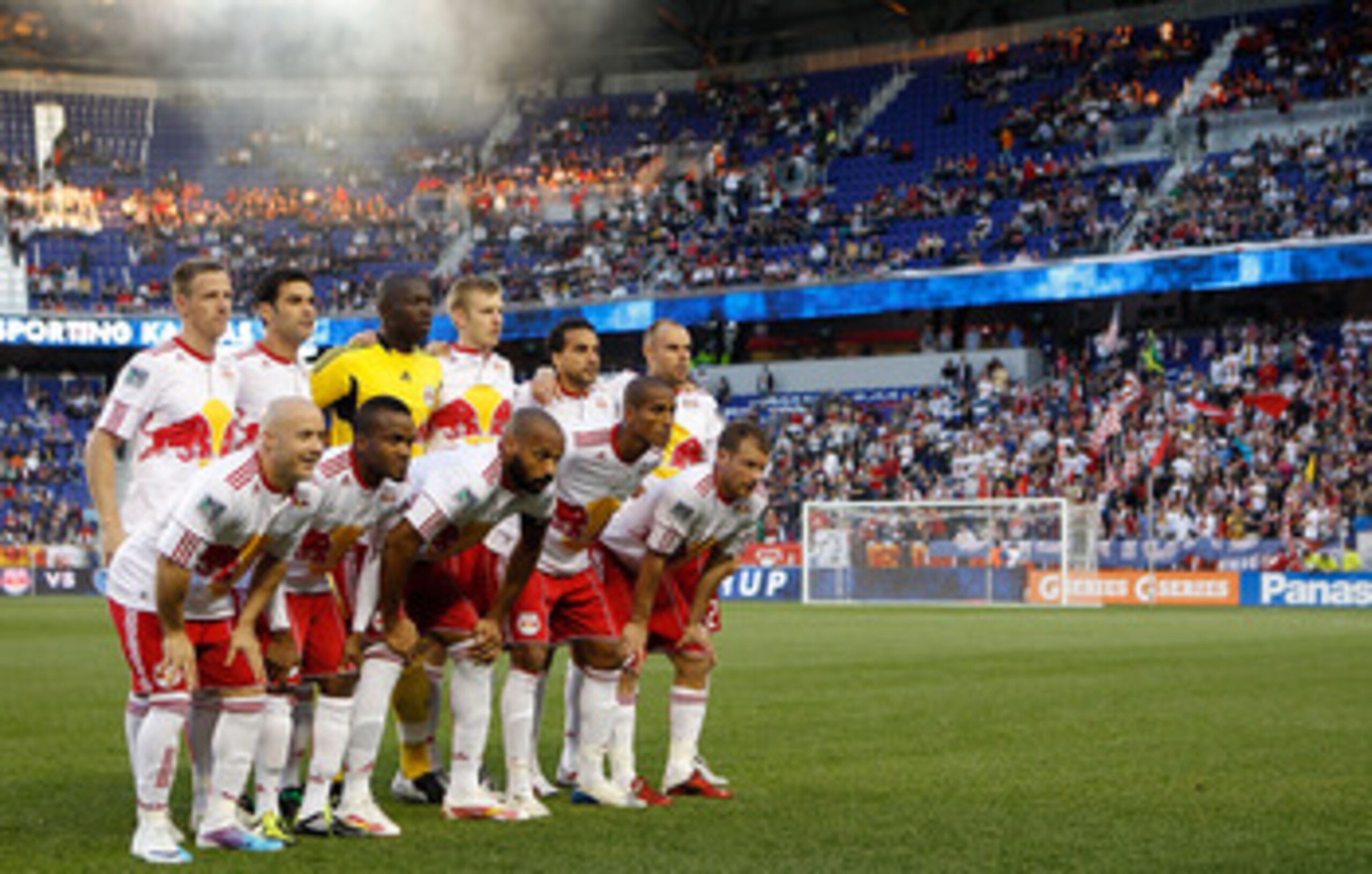 HARRISON, NJ - APRIL 30:  The New York Red Bulls pose for a team photo prior to their match against the Sporting KC on April 30, 2011 at Red Bull Arena in Harrison, New Jersey. The Red Bulls defeated the Sporting KC 1-0. (Photo by Mike Stobe/Getty Images 