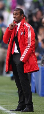 SEATTLE - APRIL 30:  Head coach Aron Winter of Toronto FC looks on during the game against the Seattle Sounders FC at Qwest Field on April 30, 2011 in Seattle, Washington. Seattle defeated Toronto 3-0. (Photo by Otto Greule Jr/Getty Images)