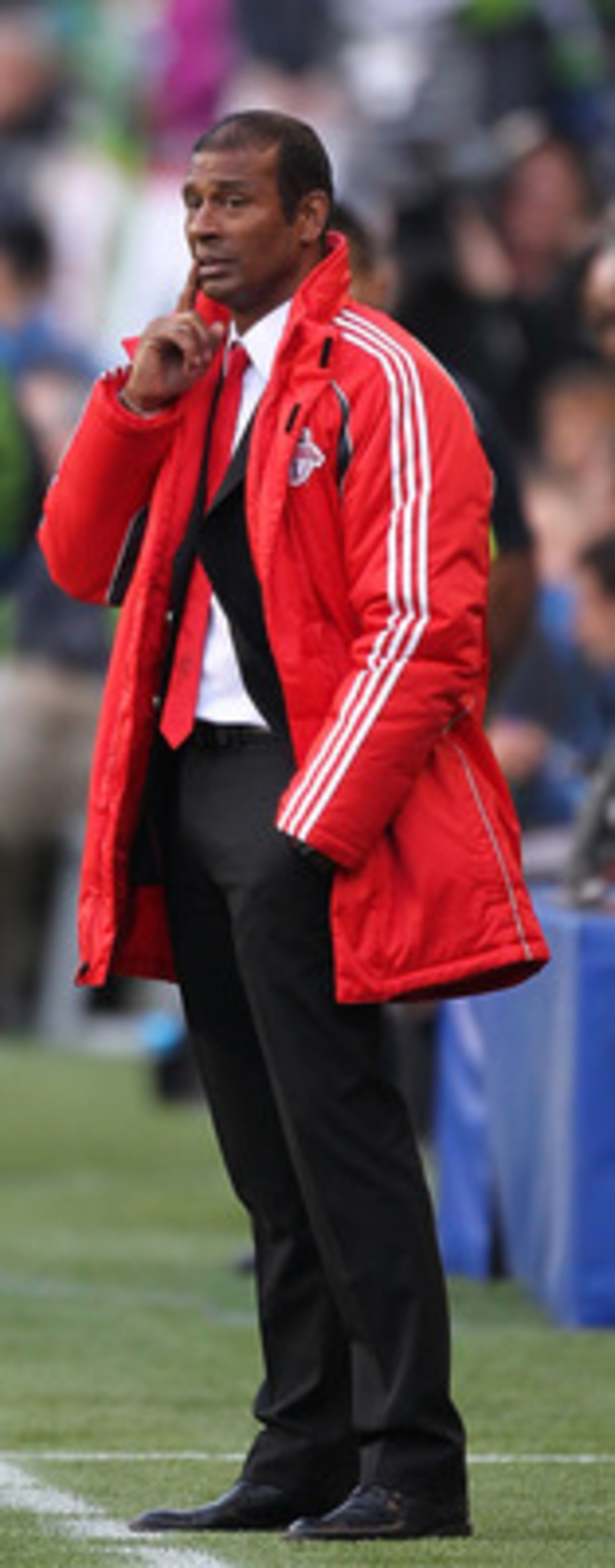 SEATTLE - APRIL 30:  Head coach Aron Winter of Toronto FC looks on during the game against the Seattle Sounders FC at Qwest Field on April 30, 2011 in Seattle, Washington. Seattle defeated Toronto 3-0. (Photo by Otto Greule Jr/Getty Images)