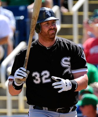 PHOENIX, AZ - MARCH 17:  Adam Dunn #32 of the Chicago White Sox plays against the Milwaukee Brewers during the spring training game at Maryvale Baseball Park on March 17, 2011 in Phoenix, Arizona.  (Photo by Kevork Djansezian/Getty Images)