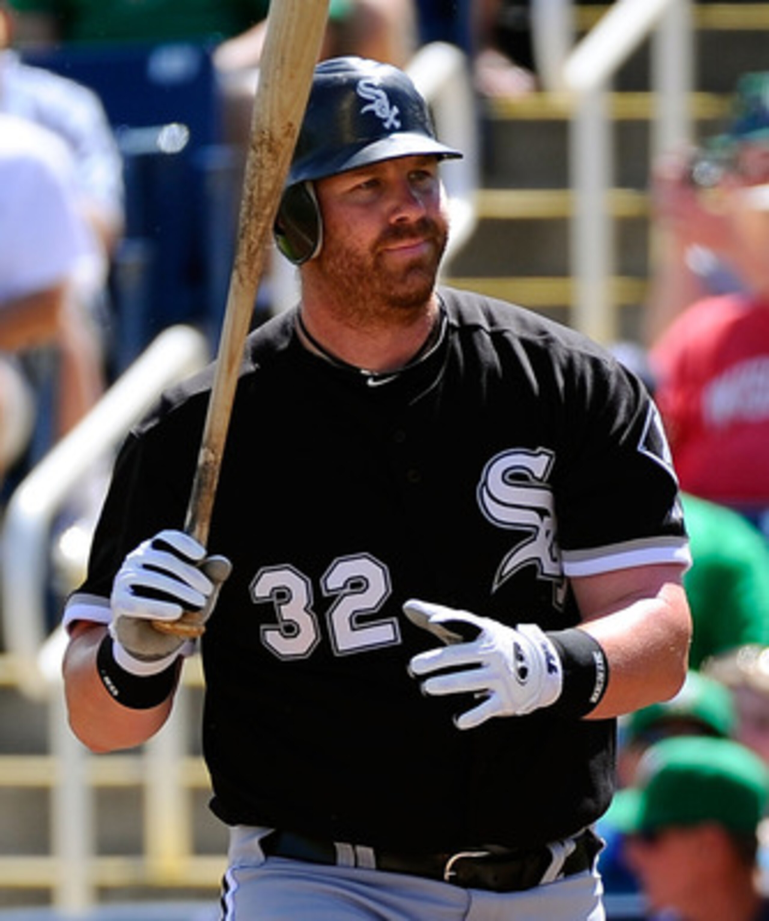 PHOENIX, AZ - MARCH 17:  Adam Dunn #32 of the Chicago White Sox plays against the Milwaukee Brewers during the spring training game at Maryvale Baseball Park on March 17, 2011 in Phoenix, Arizona.  (Photo by Kevork Djansezian/Getty Images)