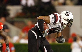 ATLANTA, GA - DECEMBER 31:  Stephen Garcia #5 of the South Carolina Gamecocks against the Florida State Seminoles during the 2010 Chick-fil-A Bowl at Georgia Dome on December 31, 2010 in Atlanta, Georgia.  (Photo by Kevin C. Cox/Getty Images)