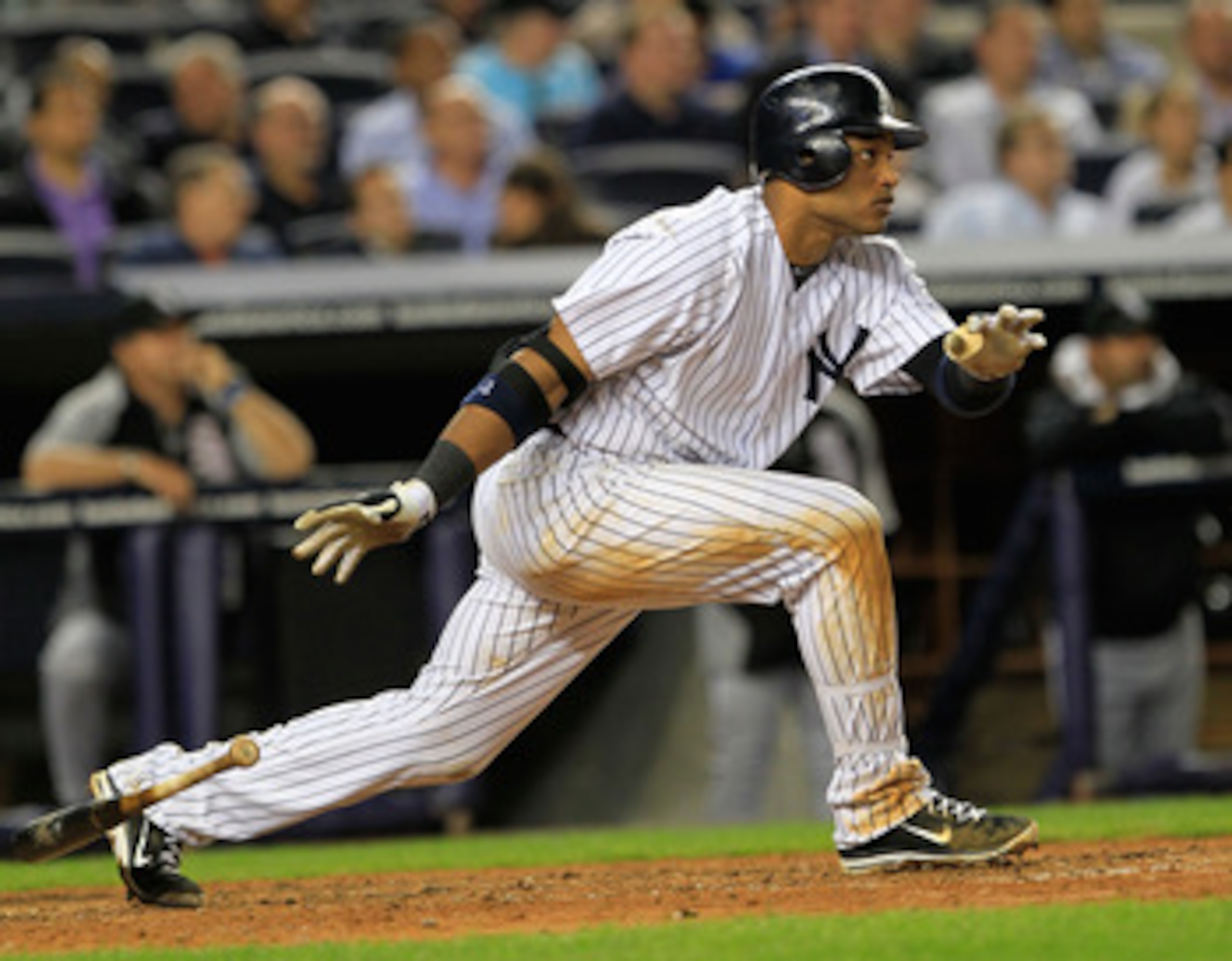 NEW YORK, NY - APRIL 26:  Robinson Cano #24 of the New York Yankees bats against the Chicago White Sox at Yankee Stadium on April 26, 2011 in the Bronx borough of New York City. The White Sox defeated the Yankees 3-2.  (Photo by Chris Trotman/Getty Images