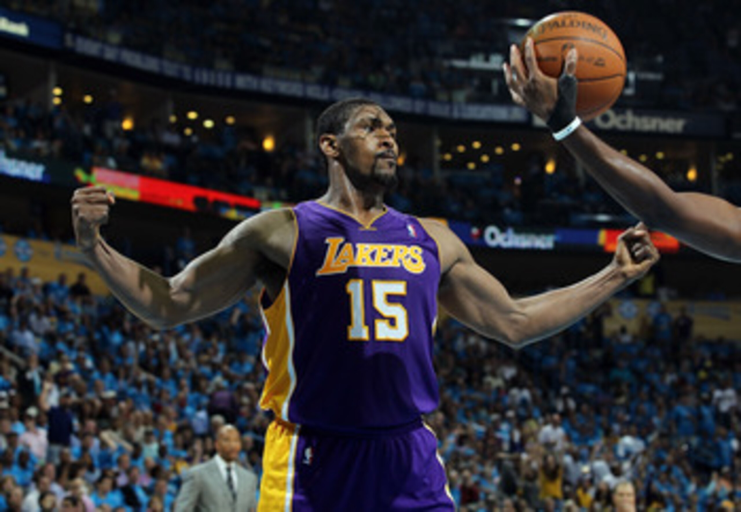 NEW ORLEANS, LA - APRIL 28:  Ron Artest #15 of the Los Angeles Lakers reacts during play against the New Orleans Hornets in Game Six of the Western Conference Quarterfinals in the 2011 NBA Playoffs on April 28, 2011 at New Orleans Arena in New Orleans, Lo