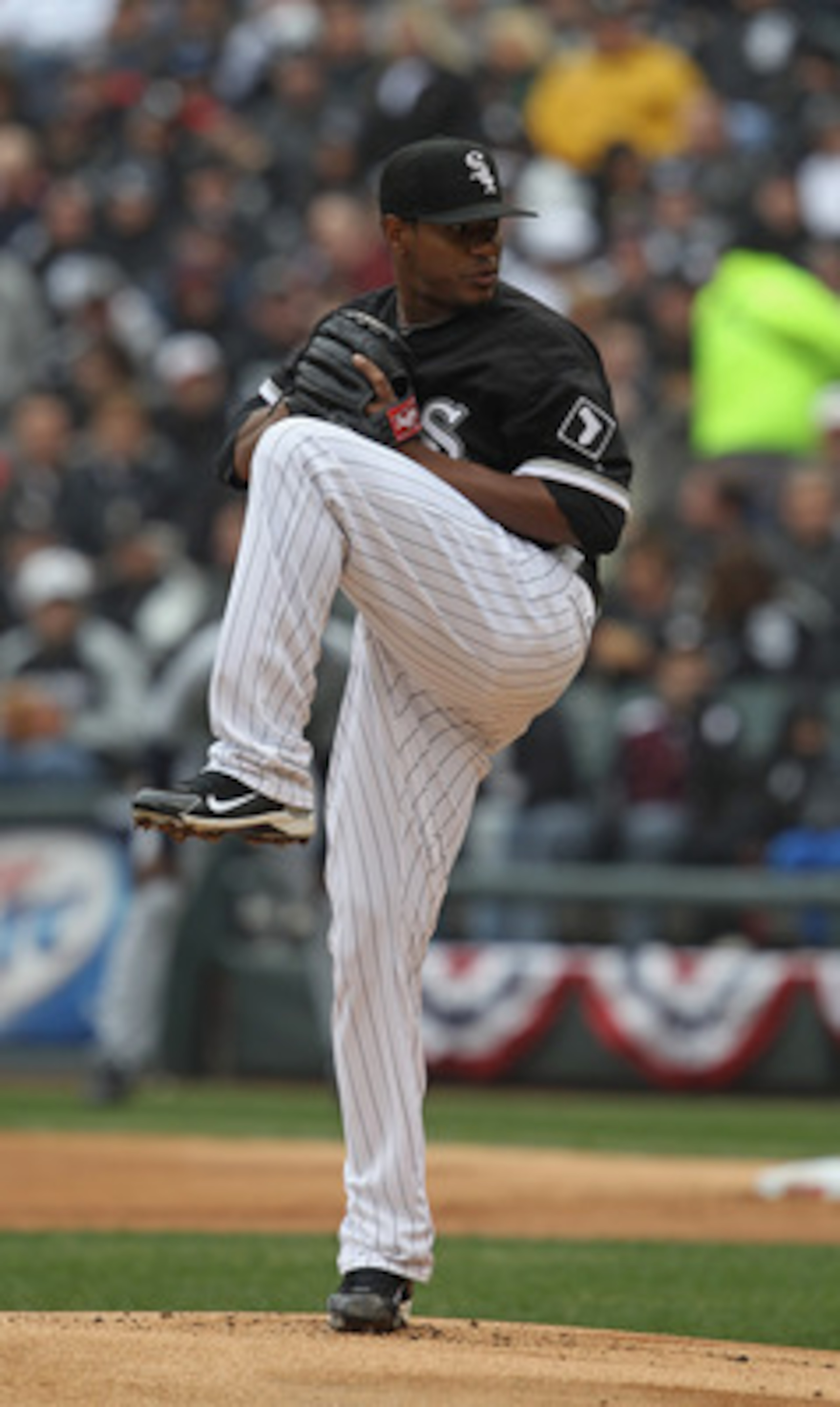 CHICAGO, IL - APRIL 07: Starting pitcher Edwin Jackson #33 of the Chicago White Sox delivers the ball against the Tampa Bay Rays during the home opener at U.S. Cellular Field on April 7, 2011 in Chicago, Illinois. The White Sox defeated the Rays 5-1. (Pho