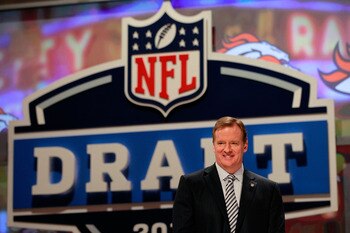 NEW YORK, NY - APRIL 28:  NFL Commissioner Roger Goodell looks on during the 2011 NFL Draft at Radio City Music Hall on April 28, 2011 in New York City.  (Photo by Chris Trotman/Getty Images)