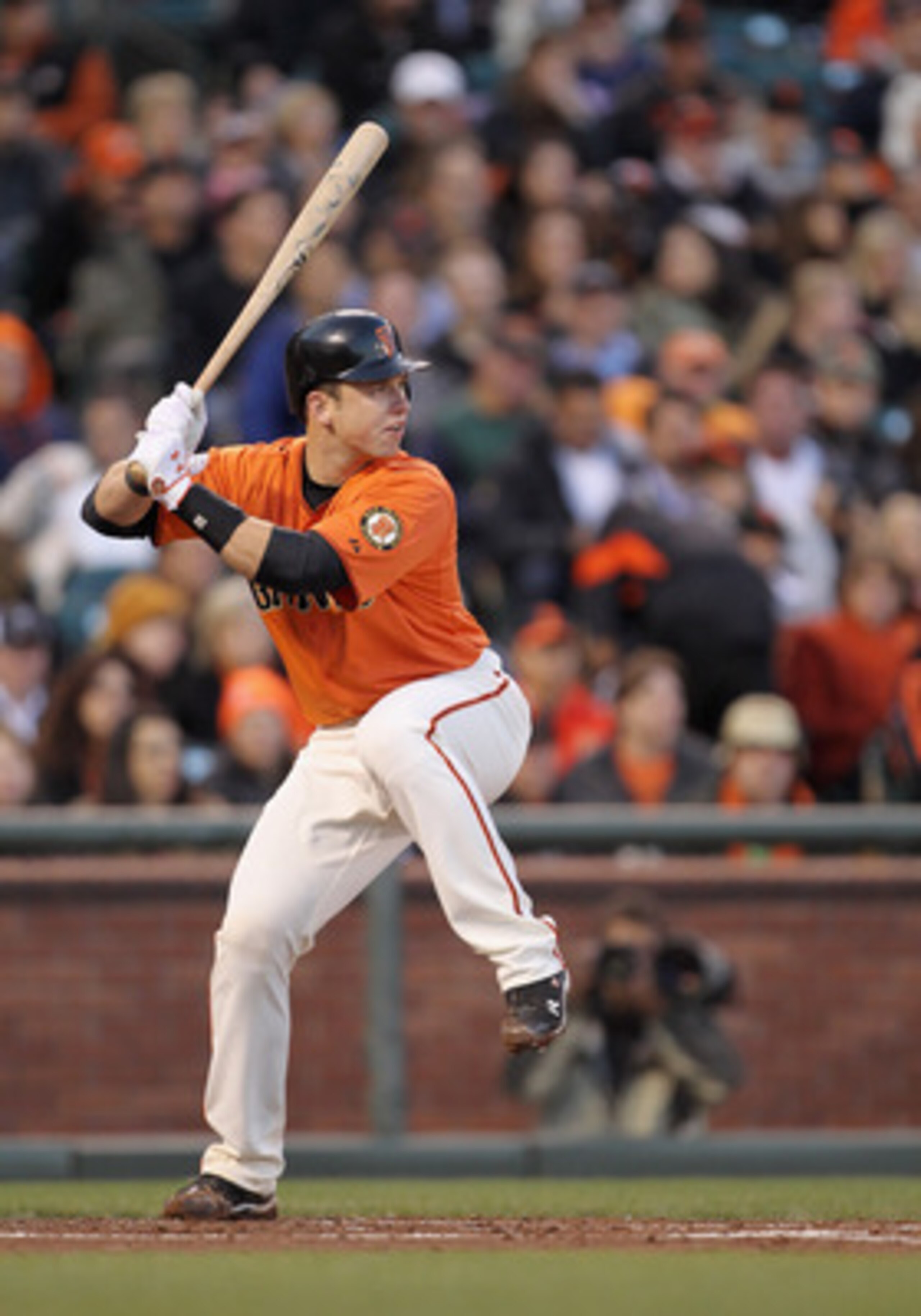 SAN FRANCISCO, CA - APRIL 22:  Buster Posey #28 of the San Francisco Giants in action against the Atlanta Braves at AT&T Park on April 22, 2011 in San Francisco, California.  (Photo by Ezra Shaw/Getty Images)