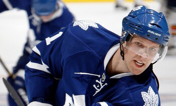TORONTO, CANADA - FEBRUARY 1:  Fredrik Sjostrom #11 of the Toronto Maple Leafs shoots during warmup before game action at the Air Canada Centre against the Florida Panthers February 1, 2011 in Toronto, Ontario, Canada. (Photo by Abelimages/Getty Images)
