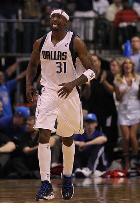 DALLAS, TX - APRIL 25:  Guard Jason Terry #31 of the Dallas Mavericks reacts after a three-point shot against the Portland Trail Blazers in Game Five of the Western Conference Quarterfinals during the 2011 NBA Playoffs on April 25, 2011 at American Airlin
