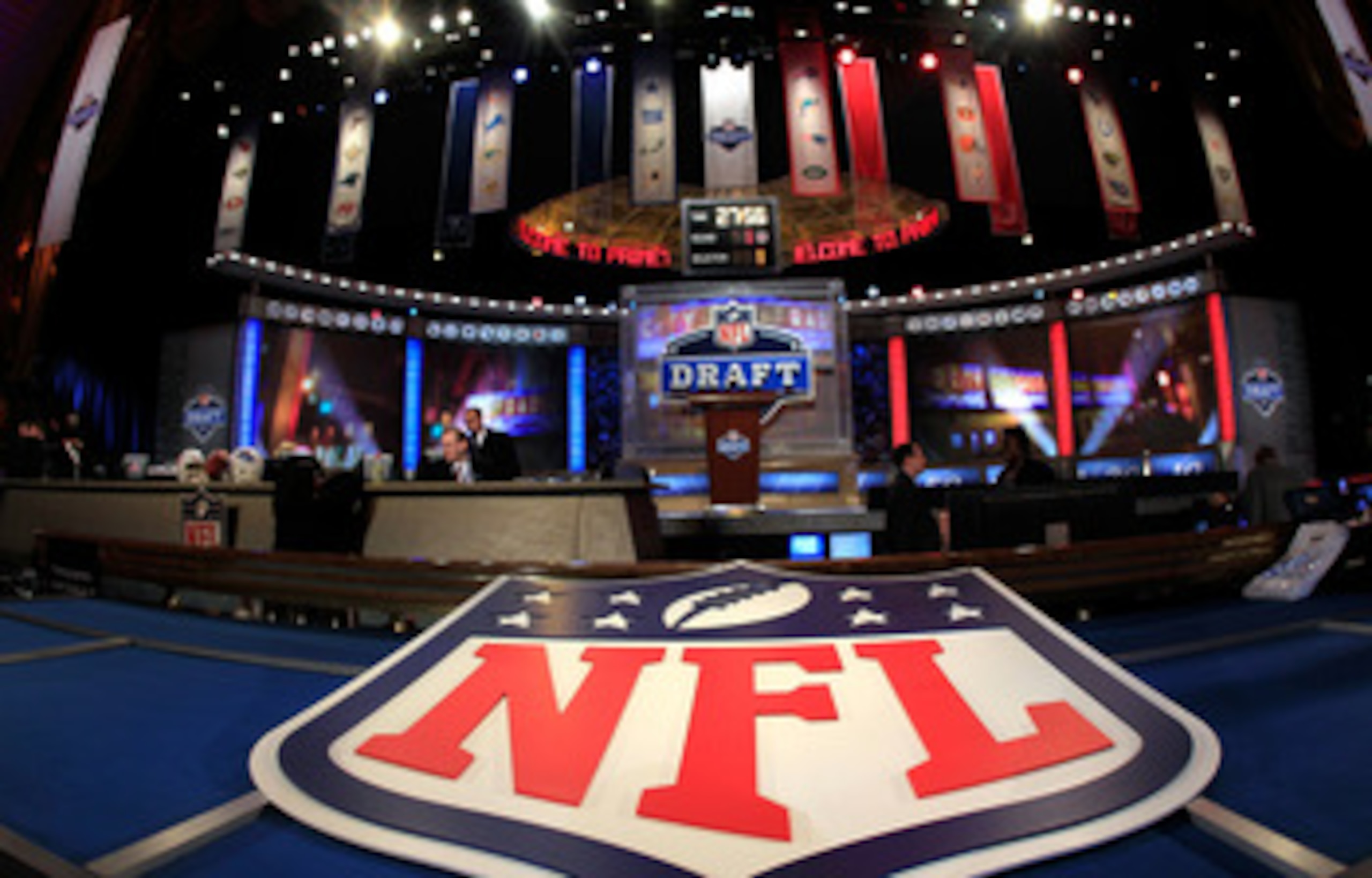 NEW YORK, NY - APRIL 28: A general view of the draft stage during the 2011 NFL Draft at Radio City Music Hall on April 28, 2011 in New York City. (Photo by Chris Trotman/Getty Images) NEW YORK, NY - APRIL 28: A general view of the draft stage during the 2011 NFL Draft at Radio City Music Hall on April 28, 2011 in New York City. (Photo by Chris Trotman/Getty Images)