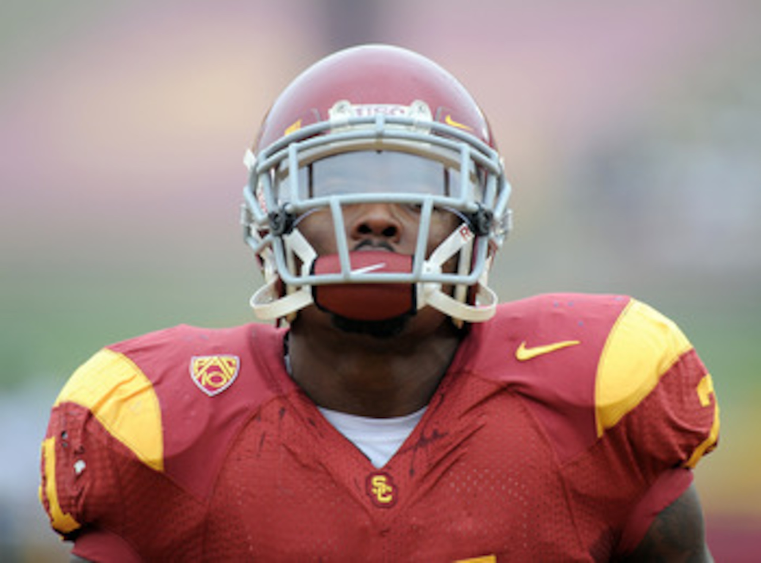 LOS ANGELES, CA - OCTOBER 16:  Portrait of Allen Bradford #21 of the USC Trojans during warm up before the game against the California Golden Bears at Los Angeles Memorial Coliseum on October 16, 2010 in Los Angeles, California.  (Photo by Harry How/Getty