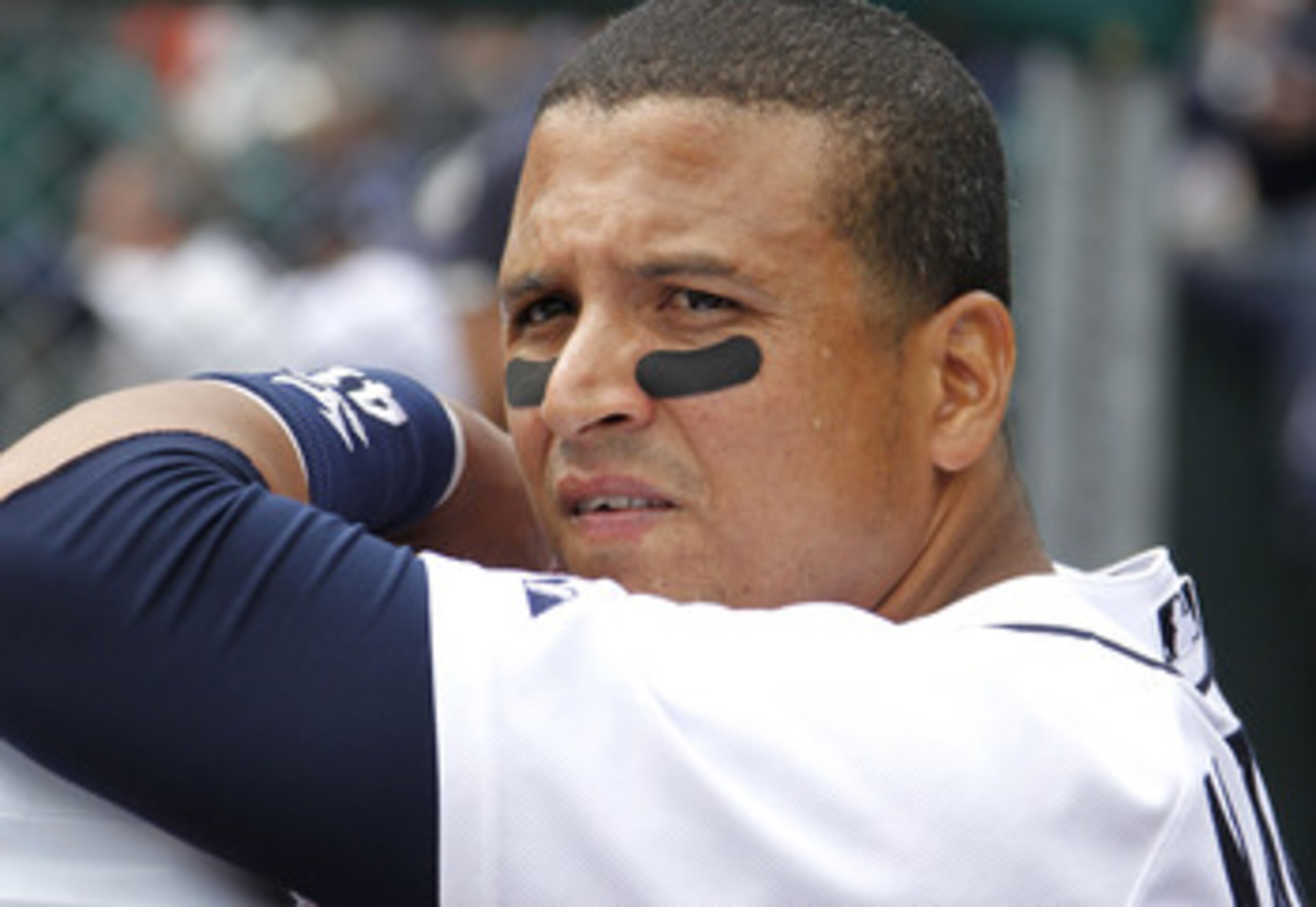 DETROIT, MI - APRIL 11: Victor Martinez #41 of the Detroit Tigers looks on while playing the Texas Rangers at Comerica Park on April 11, 2011 in Detroit, Michigan. Texas won the game 2-0. (Photo by Gregory Shamus/Getty Images) DETROIT, MI - APRIL 11: Victor Martinez #41 of the Detroit Tigers looks on while playing the Texas Rangers at Comerica Park on April 11, 2011 in Detroit, Michigan. Texas won the game 2-0. (Photo by Gregory Shamus/Getty Images)