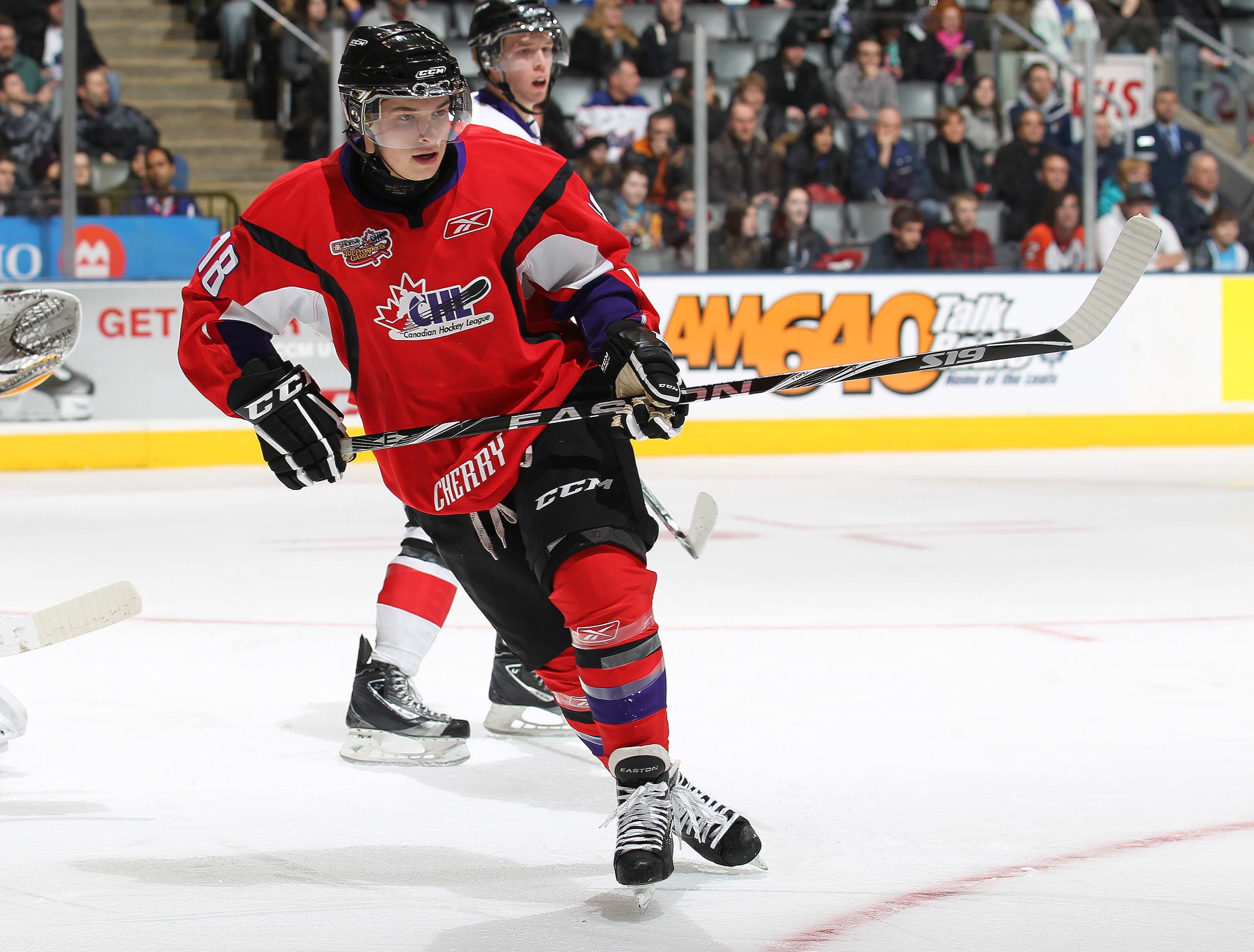 TORONTO, CAN - JANUARY 19:  Matt Puempel #18 of Team Cherry skates against Team Orr in the 2011 Home Hardware Top Prospects game on January 19, 2011 at the Air Canada Centre in Toronto, Canada. Team Orr defeated Team Cherry 7-1. (Photo by Claus Andersen/G