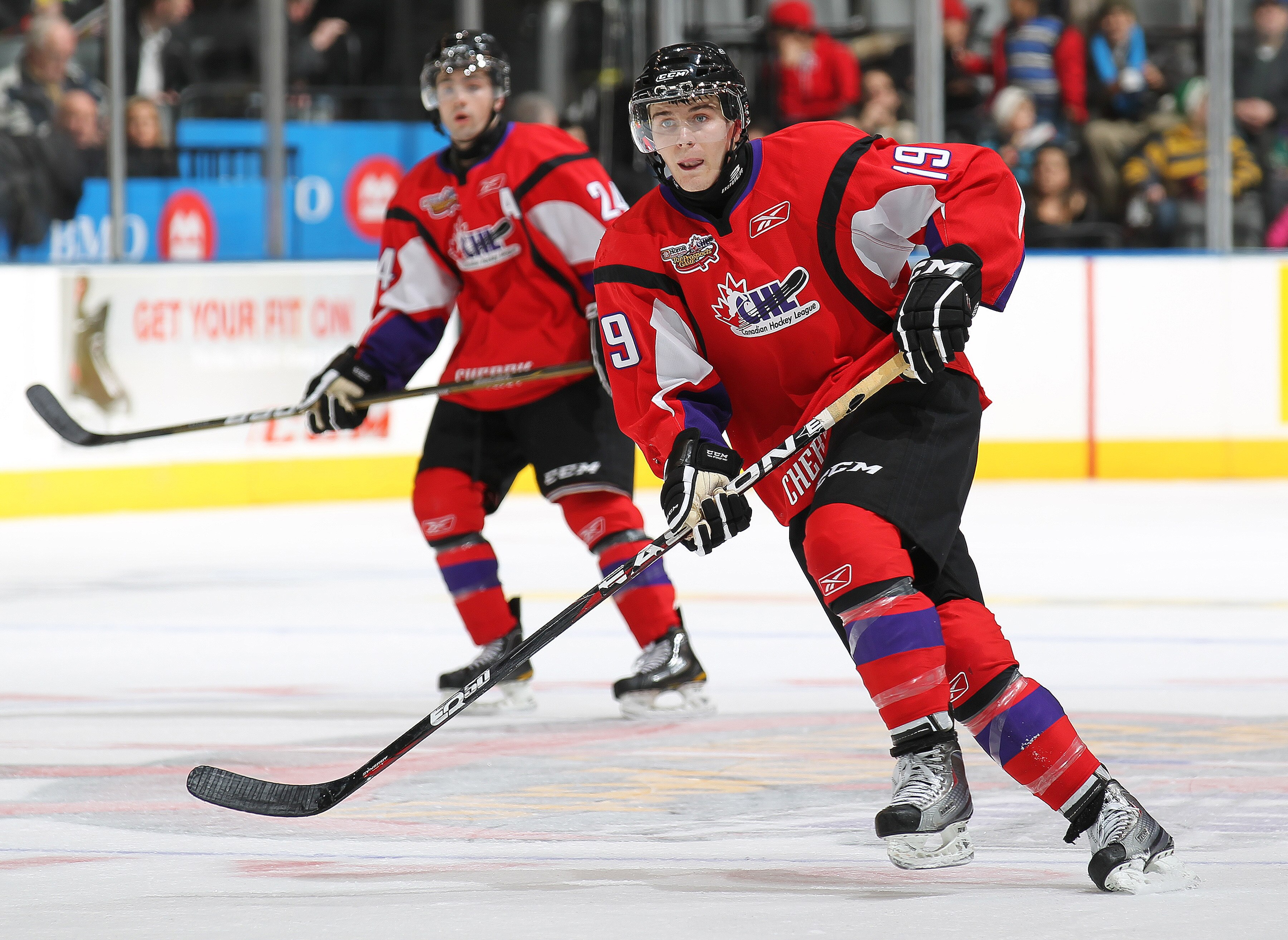 TORONTO, CAN - JANUARY 19:  Mark Scheifele #19 of Team Cherry skates against Team Orr in the 2011 Home Hardware Top Prospects game on January 19, 2011 at the Air Canada Centre in Toronto, Canada. Team Orr defeated Team Cherry 7-1. (Photo by Claus Andersen