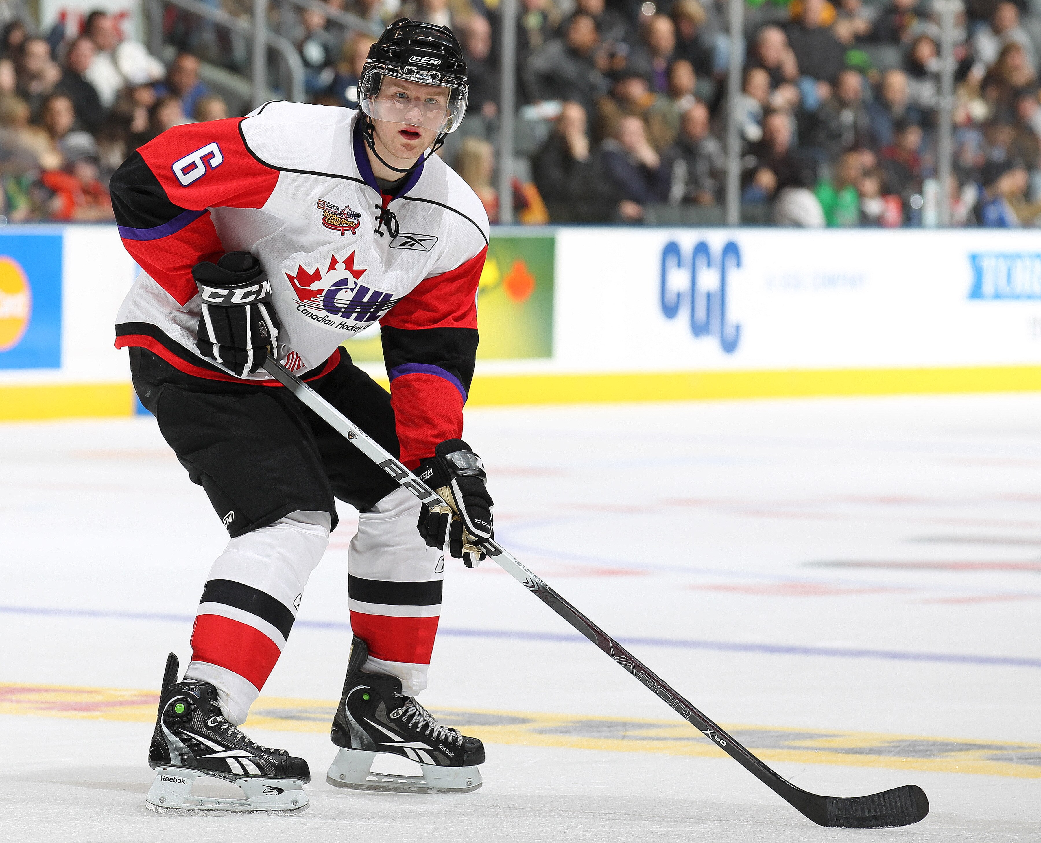 TORONTO, CAN - JANUARY 19:  David Musil #6 of Team Orr skates against Team Cherry in the 2011 Home Hardware Top Prospects game on January 19, 2011 at the Air Canada Centre in Toronto, Canada. Team Orr defeated Team Cherry 7-1. (Photo by Claus Andersen/Get