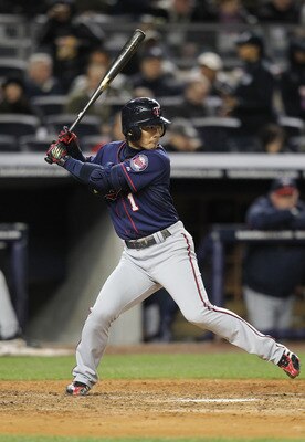 NEW YORK, NY - APRIL 05:  Tsuyoshi Nishioka #1 of the Minnesota Twins against the New York Yankees at Yankee Stadium on April 5, 2011 in the Bronx borough of New York City.  (Photo by Nick Laham/Getty Images)