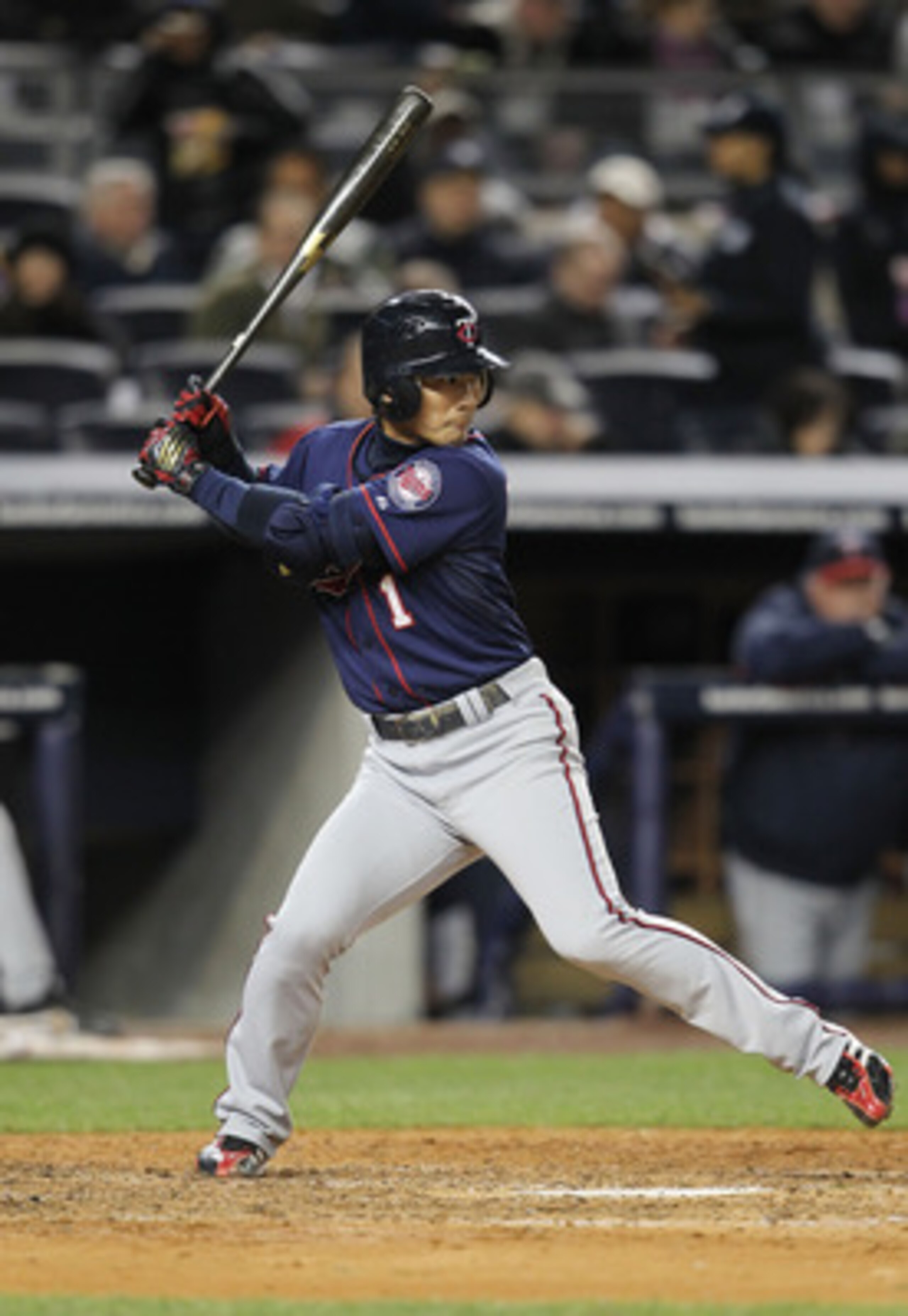NEW YORK, NY - APRIL 05:  Tsuyoshi Nishioka #1 of the Minnesota Twins against the New York Yankees at Yankee Stadium on April 5, 2011 in the Bronx borough of New York City.  (Photo by Nick Laham/Getty Images)