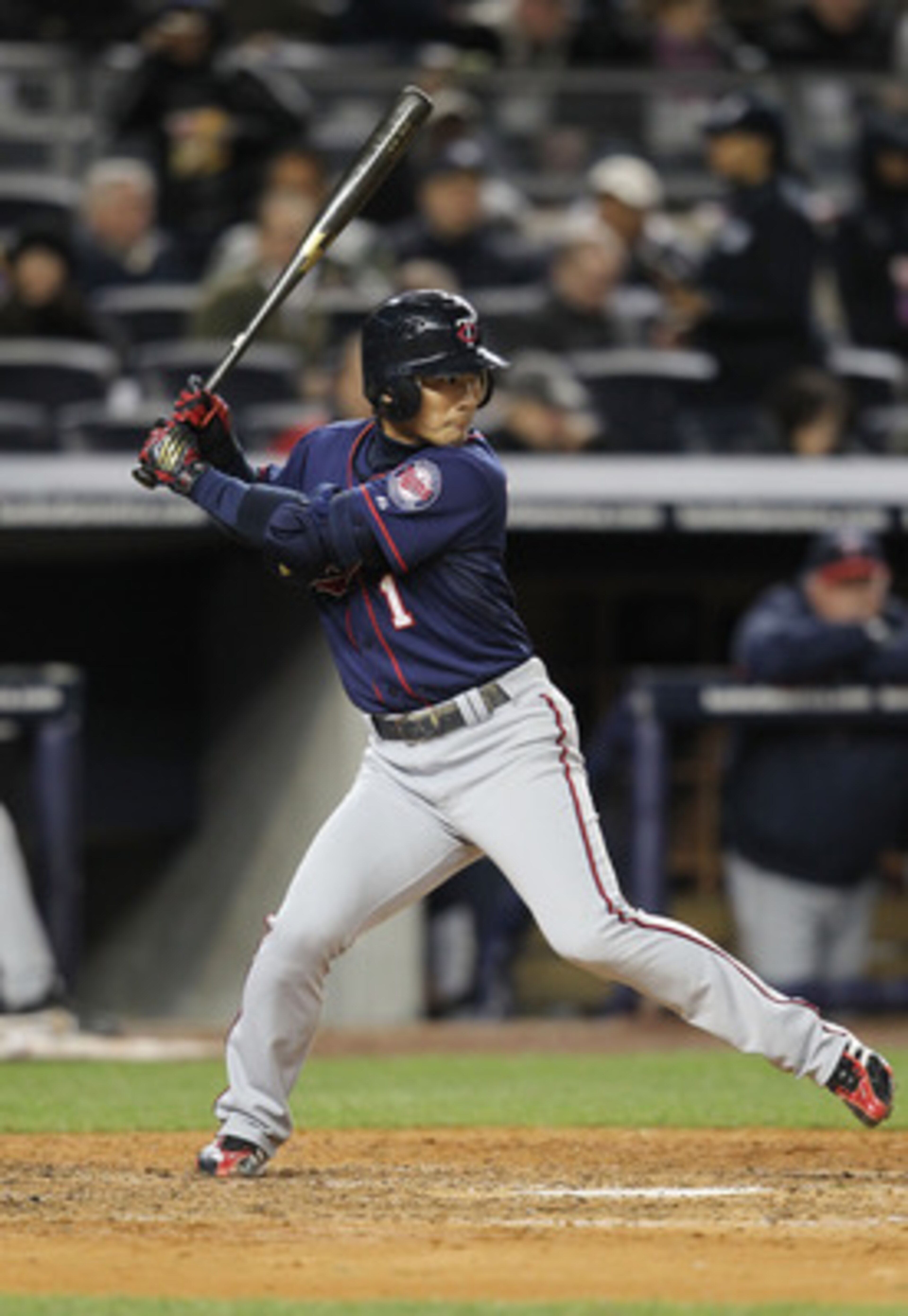 NEW YORK, NY - APRIL 05:  Tsuyoshi Nishioka #1 of the Minnesota Twins against the New York Yankees at Yankee Stadium on April 5, 2011 in the Bronx borough of New York City.  (Photo by Nick Laham/Getty Images)