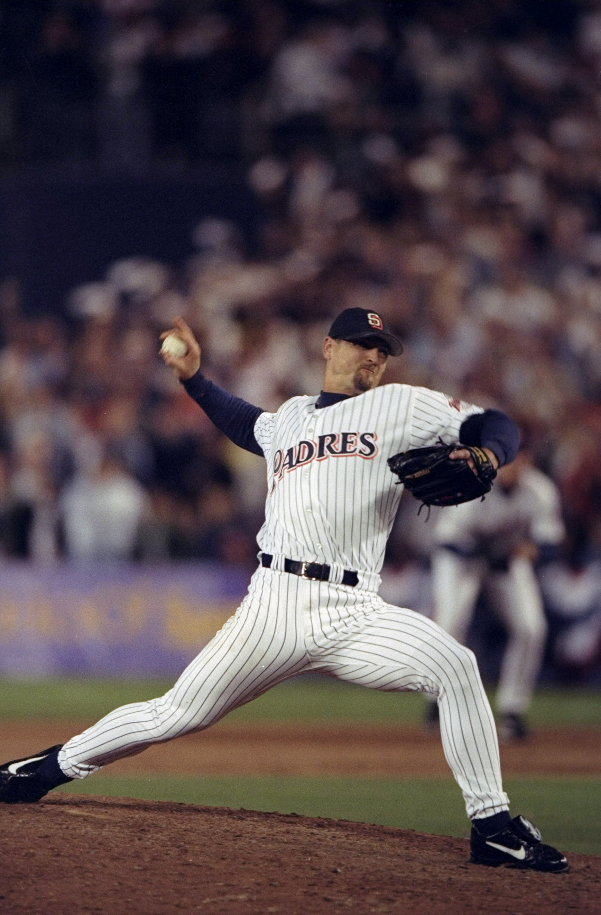 3 Oct 1998: Pitcher Trevor Hoffman #51 of the San Diego Padres in action during the National League Division Playoff Series Game 3 against the Houston Astros at the Qualcomm Stadium in San Diego, Califorina. The Padres defeated the Astros 2-1.