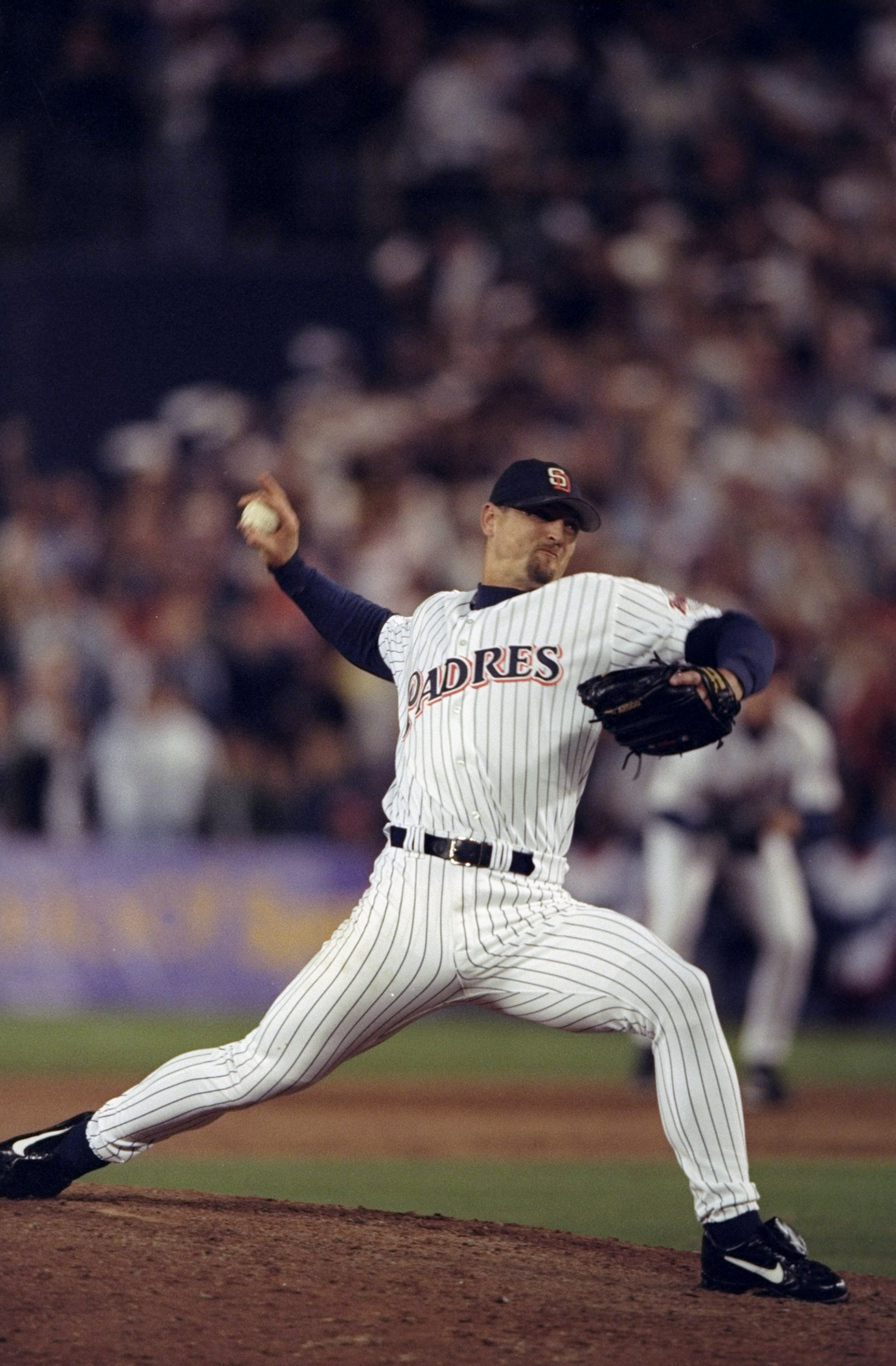3 Oct 1998: Pitcher Trevor Hoffman #51 of the San Diego Padres in action during the National League Division Playoff Series Game 3 against the Houston Astros at the Qualcomm Stadium in San Diego, Califorina. The Padres defeated the Astros 2-1.