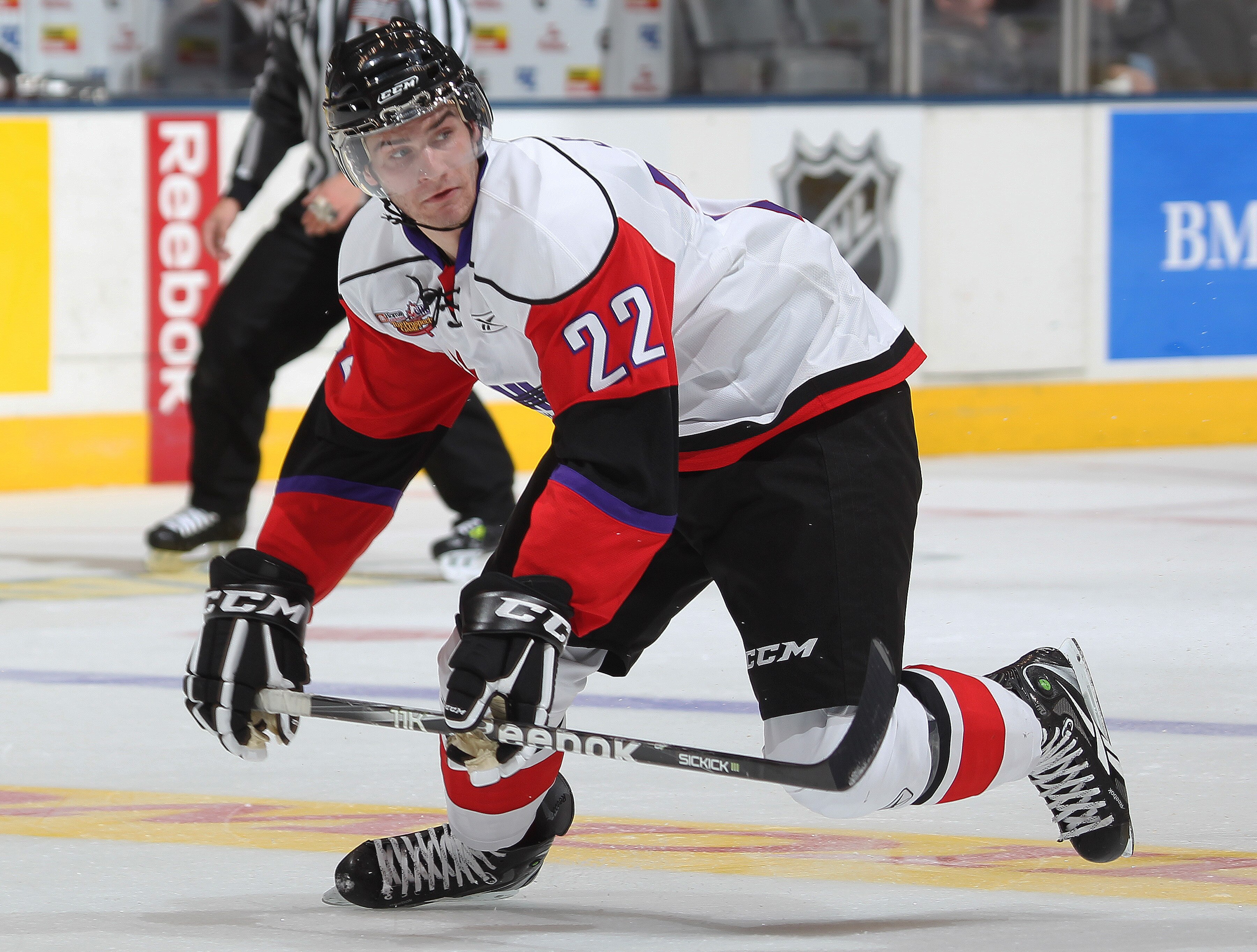 TORONTO, CAN - JANUARY 19:  Brandon Saad #22 of Team Orr skates against Team Cherry in the 2011 Home Hardware Top Prospects game on January 19, 2011 at the Air Canada Centre in Toronto, Canada. Team Orr defeated Team Cherry 7-1. (Photo by Claus Andersen/G